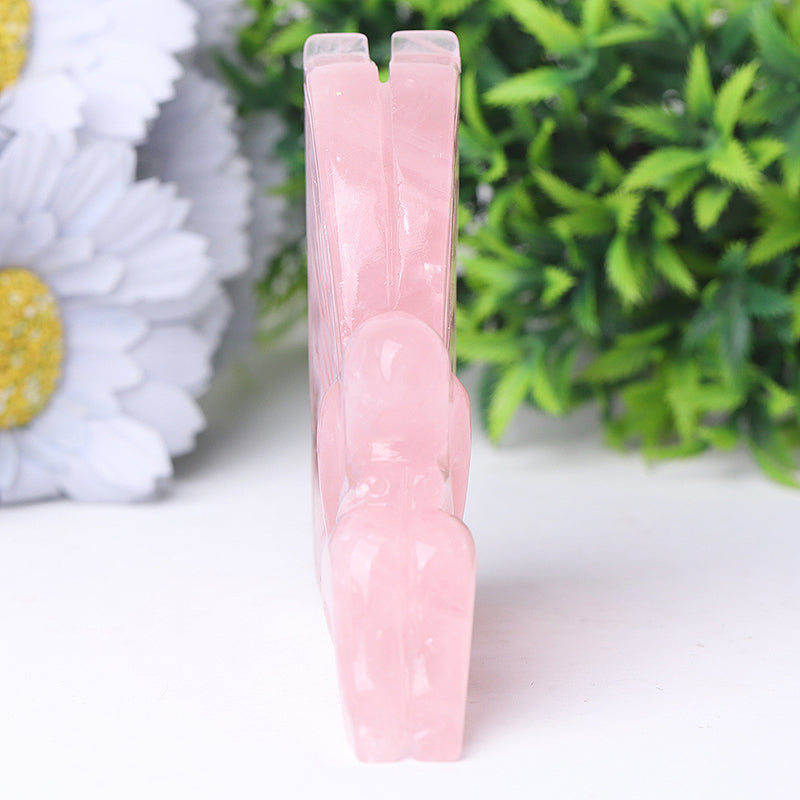 3.5 Inch Rose Quartz Fairy Crystal Figurine Carving