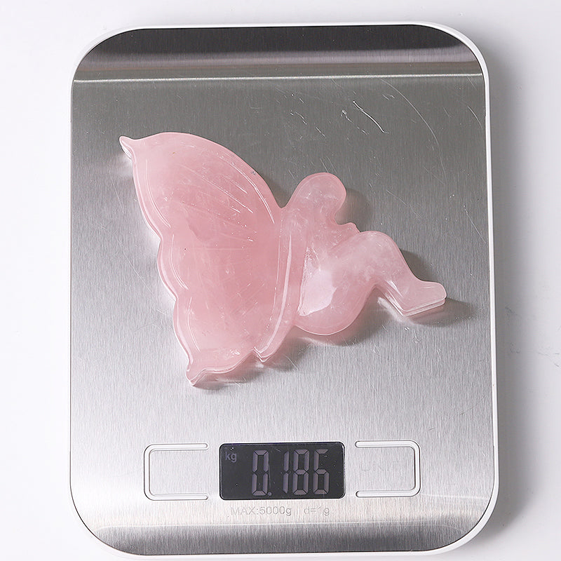 3.5 Inch Rose Quartz Fairy Crystal Figurine Carving