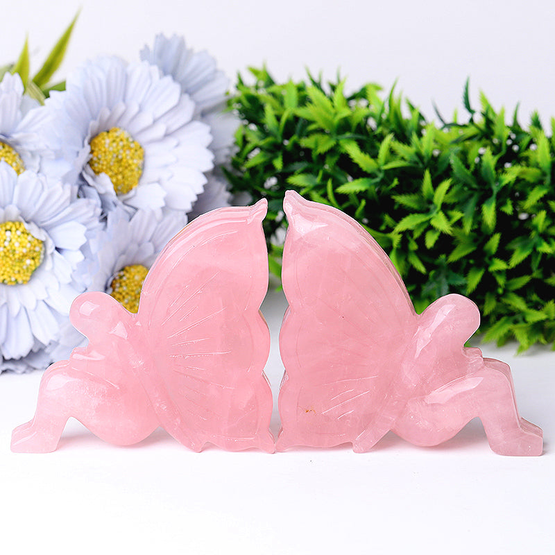 3.5 Inch Rose Quartz Fairy Crystal Figurine Carving