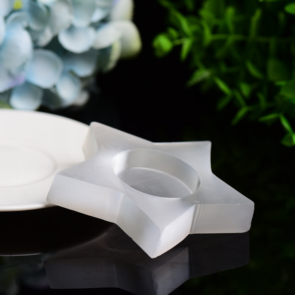 3.5-inch Selenite Star Candle Holder for Crystal Decor