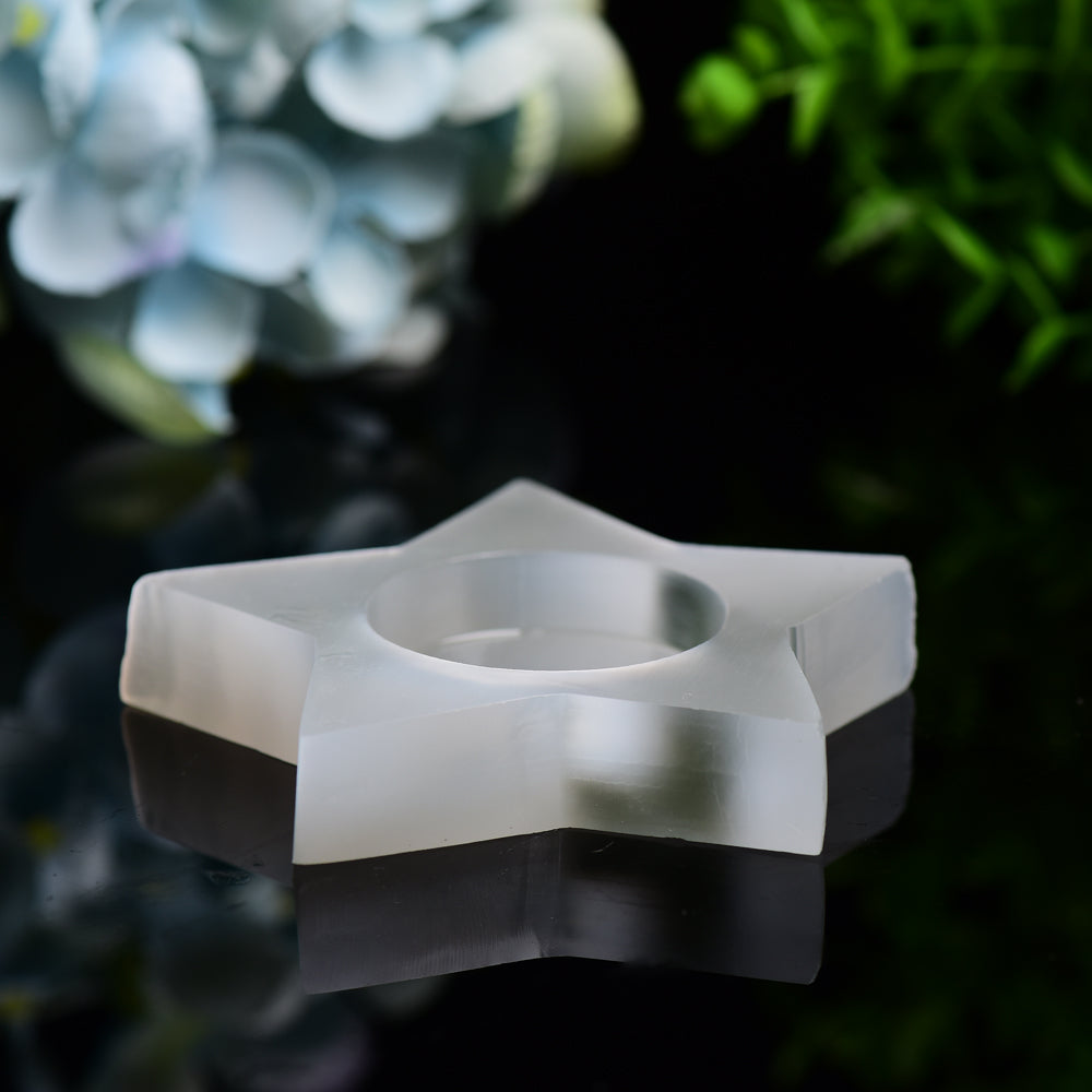 3.5-inch Selenite Star Candle Holder for Crystal Decor