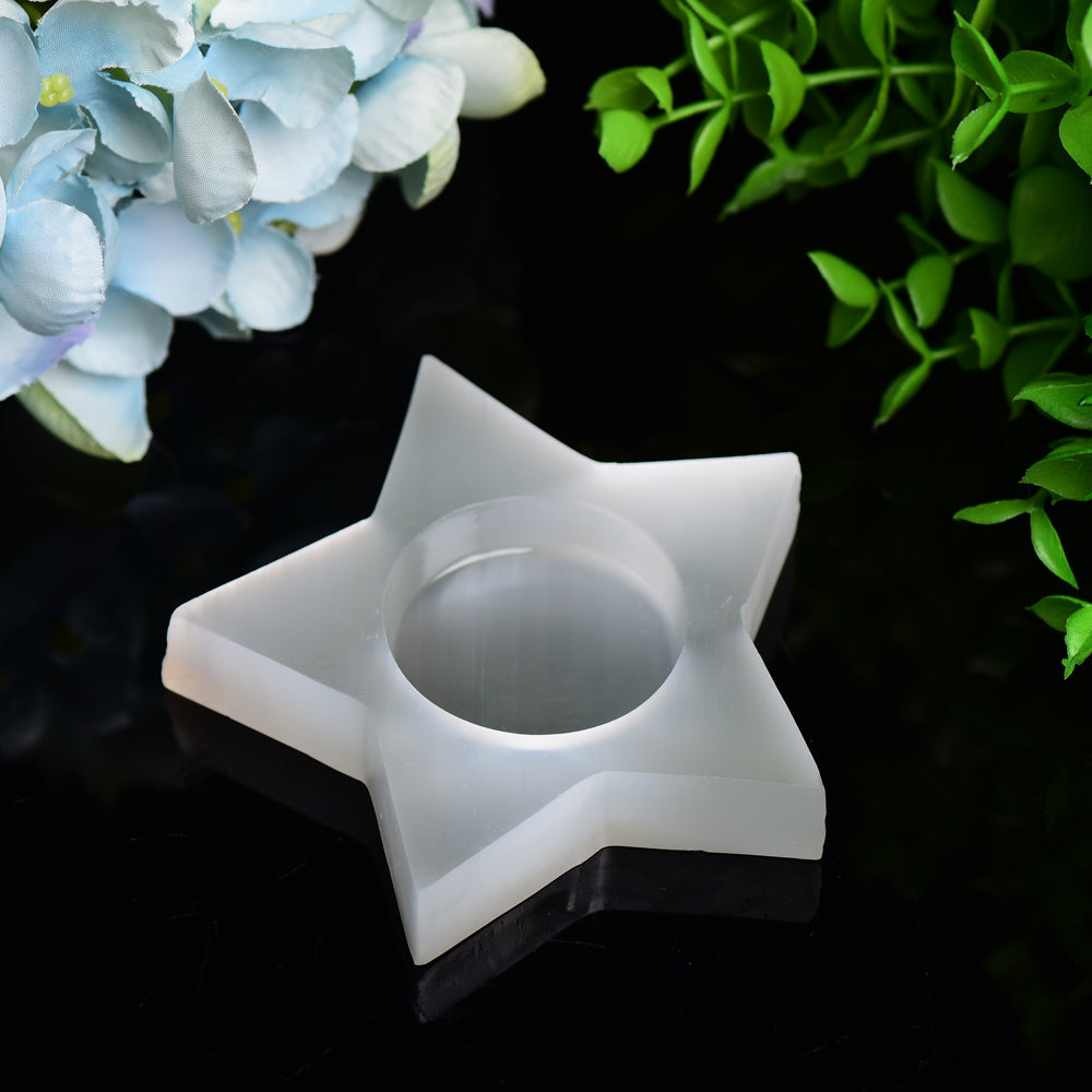 3.5-inch Selenite Star Candle Holder for Crystal Decor