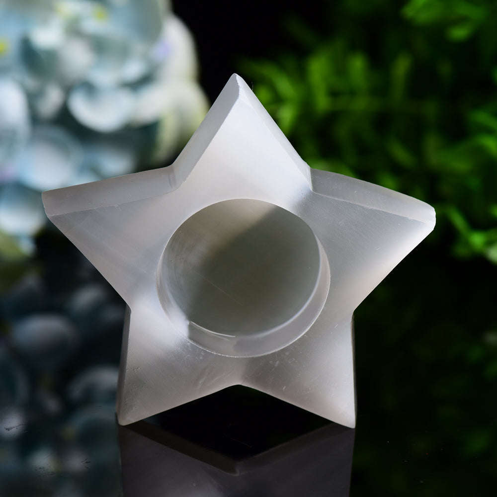 3.5-inch Selenite Star Candle Holder for Crystal Decor
