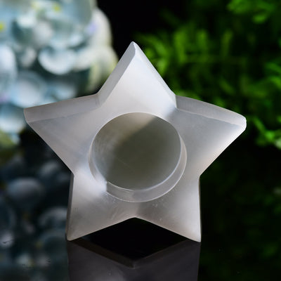 3.5-inch Selenite Star Candle Holder for Crystal Decor