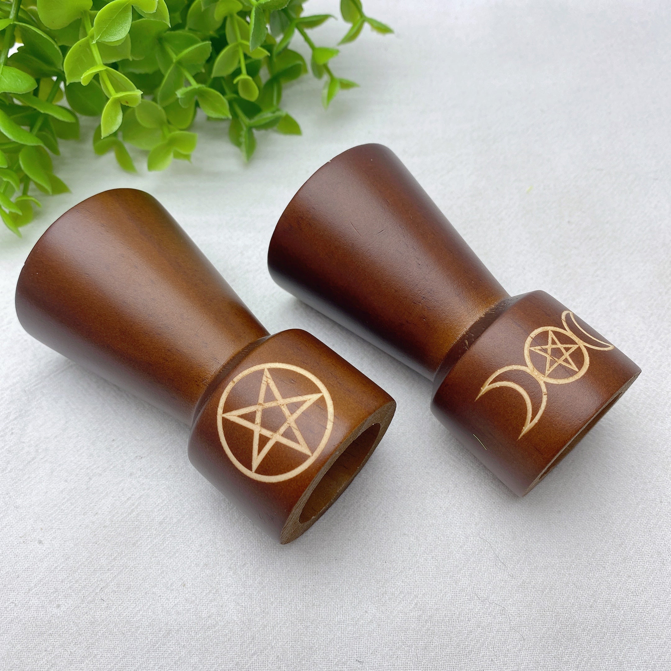 3.5 inch Wooden Candle Holder with Spiritual Engraving