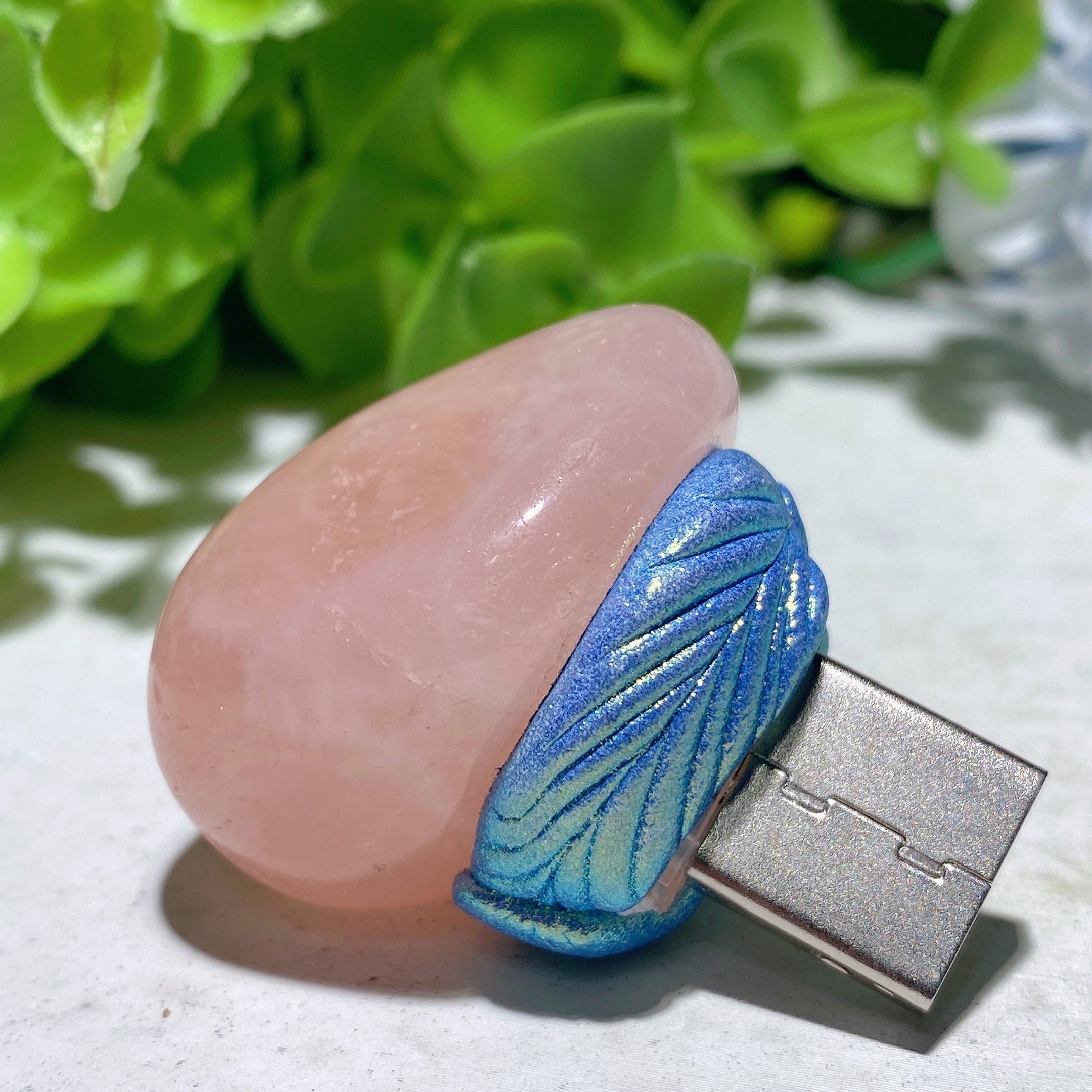 3.5cm Rose Quartz Crystal Night Lamp for Healing