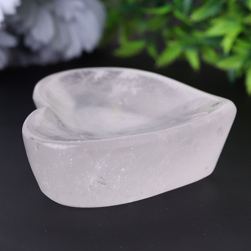 3.5in Clear Quartz Crystal Heart Shaped Bowl for Healing