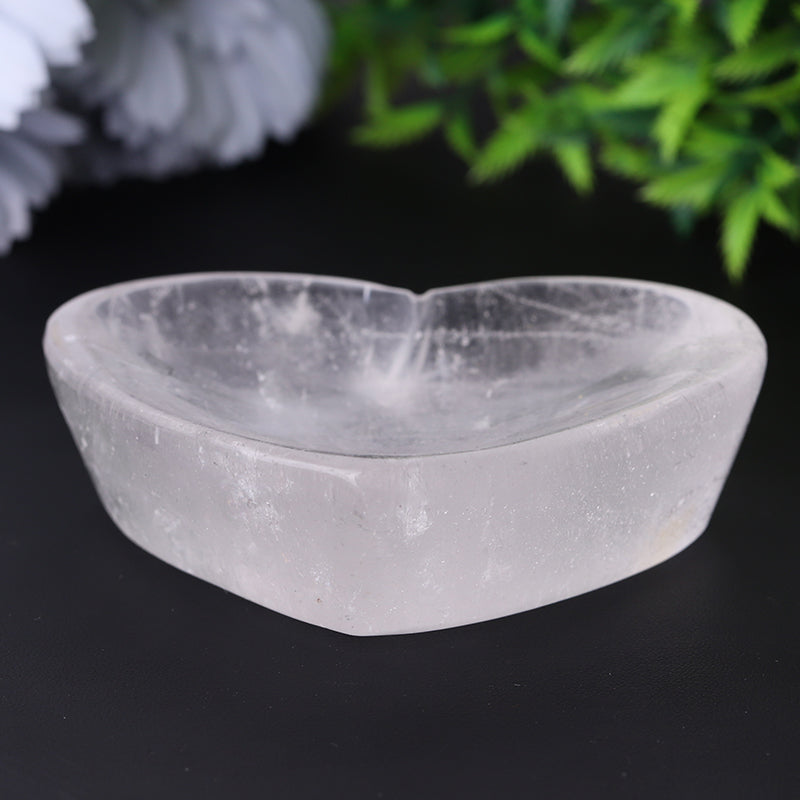 3.5in Clear Quartz Crystal Heart Shaped Bowl for Healing