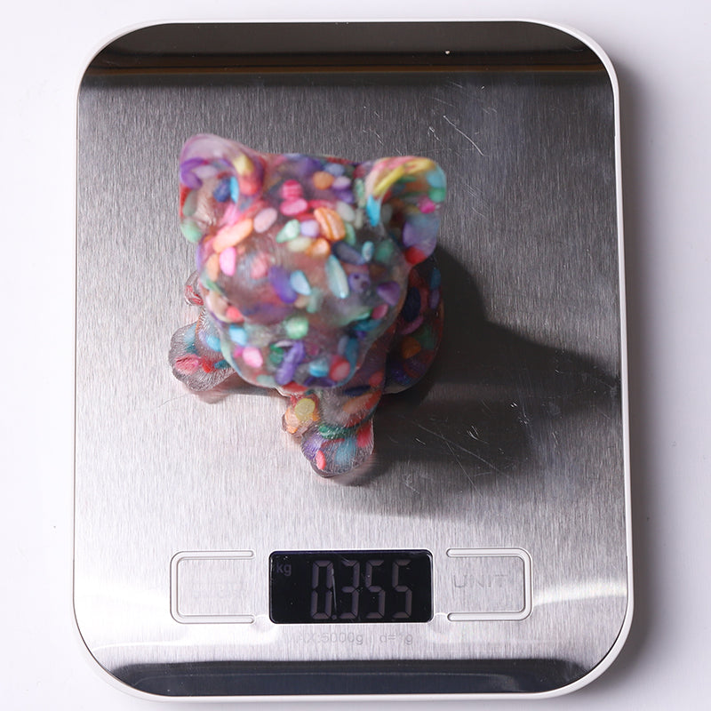 3.5in Hand-Carved Crystal French Bulldog Figurine for Healing