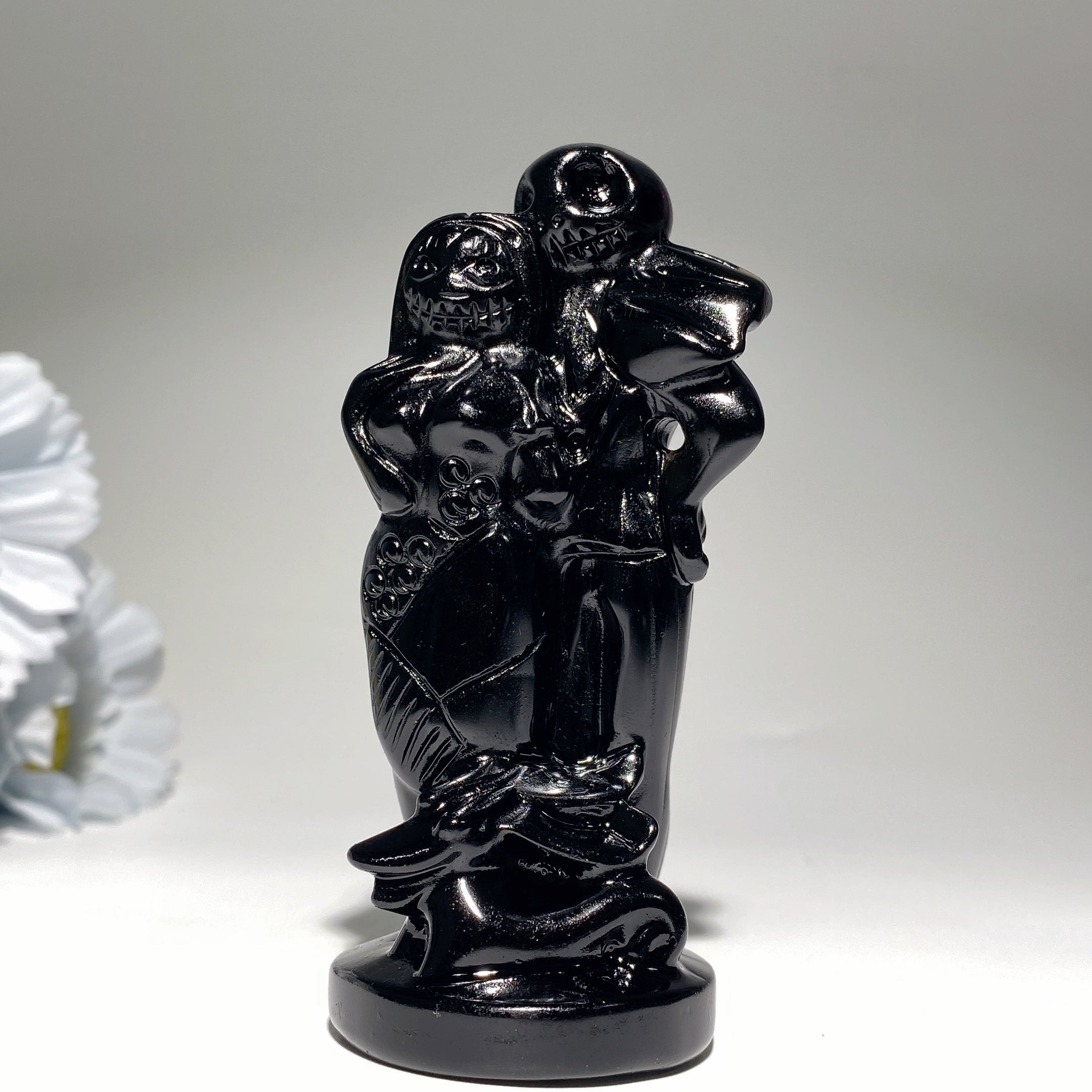 3.6-4.6 Inch Black Obsidian & Yooperlite Dog Crystal Carvings