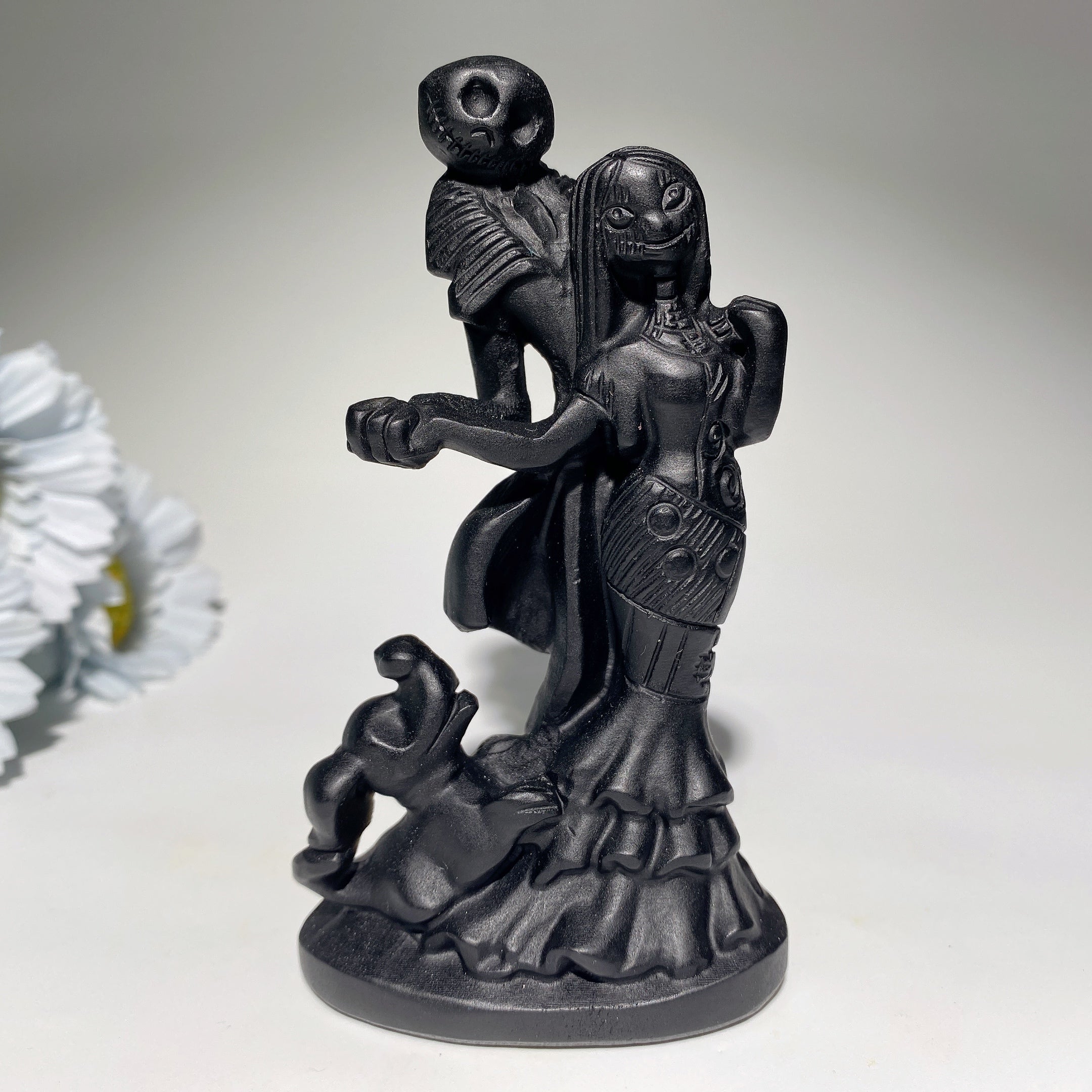 3.6-4.6 Inch Black Obsidian & Yooperlite Dog Crystal Carvings