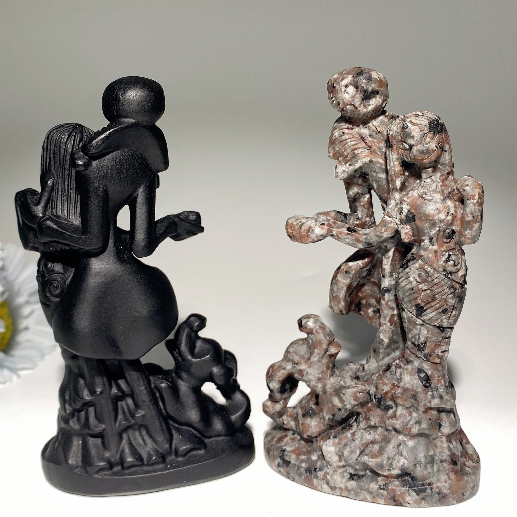 3.6-4.6 Inch Black Obsidian & Yooperlite Dog Crystal Carvings