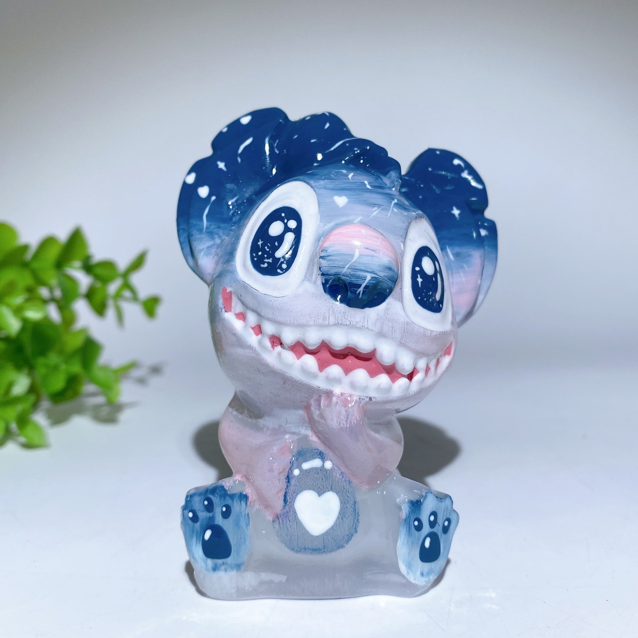 3.6 Inch Selenite Crystal Figurine Carving with Painting