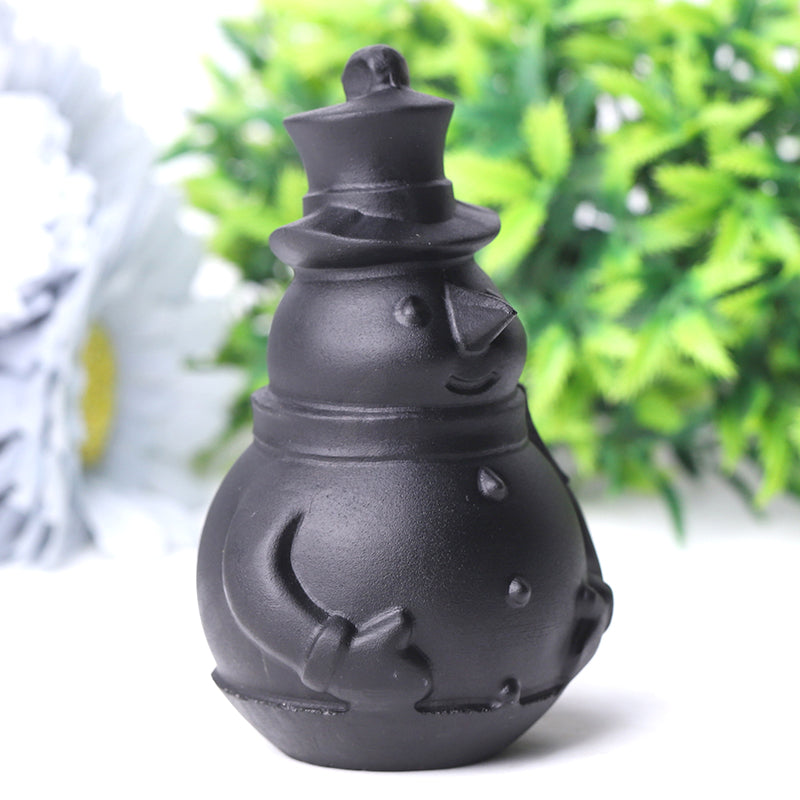 3.7 inch Black Obsidian Snowman Crystal Carving