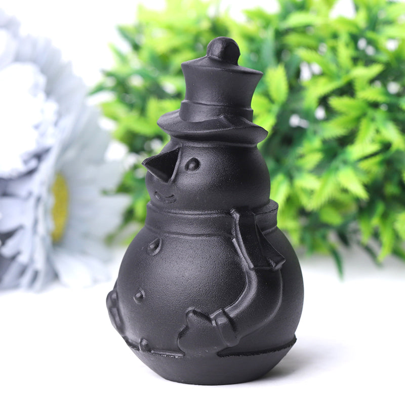 3.7 inch Black Obsidian Snowman Crystal Carving