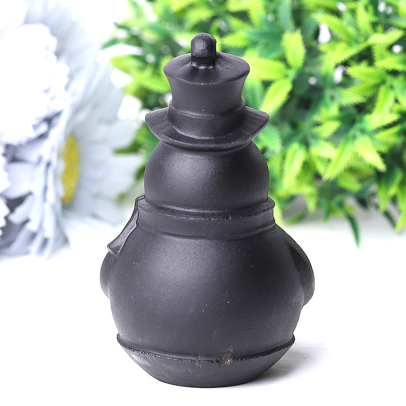 3.7 inch Black Obsidian Snowman Crystal Carving