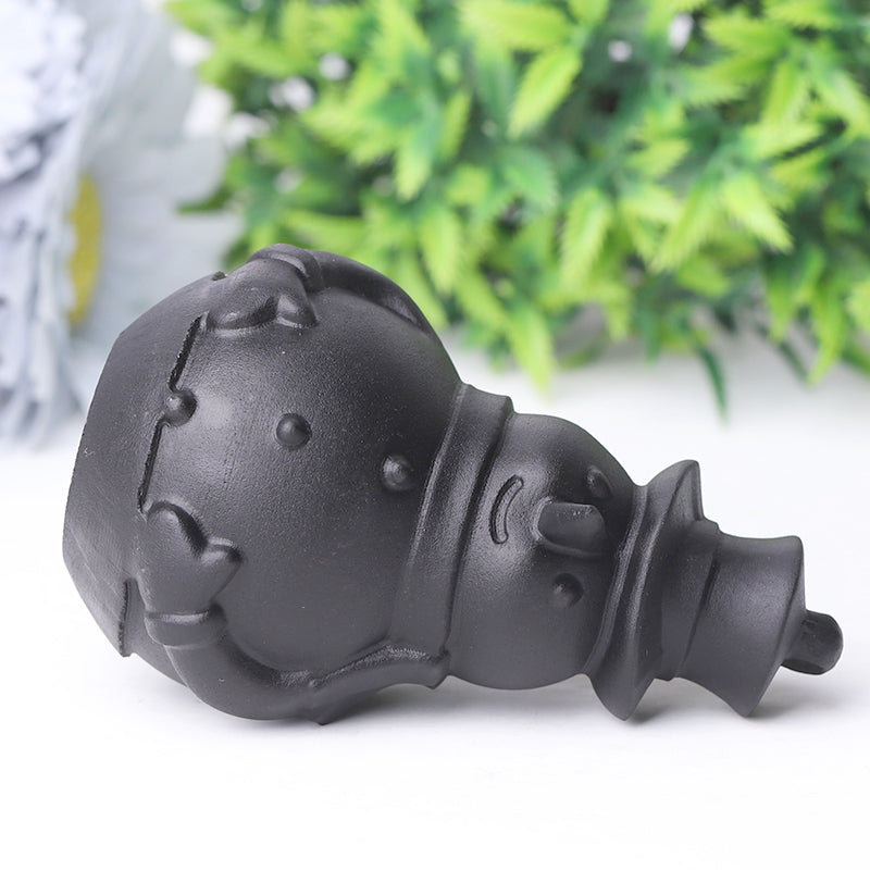 3.7 inch Black Obsidian Snowman Crystal Carving