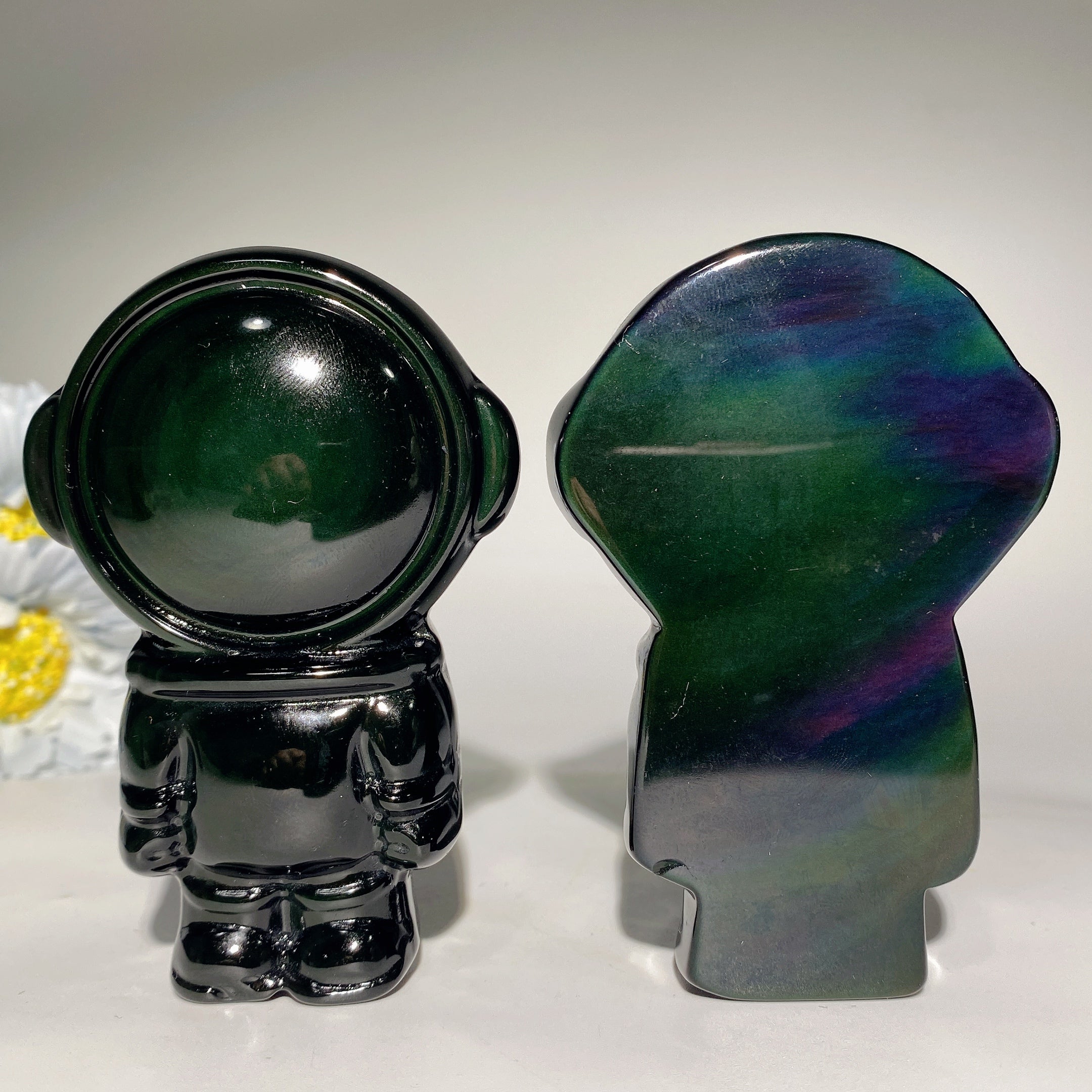3.7" Rainbow Obsidian Spaceman Crystal Figurine for Healing