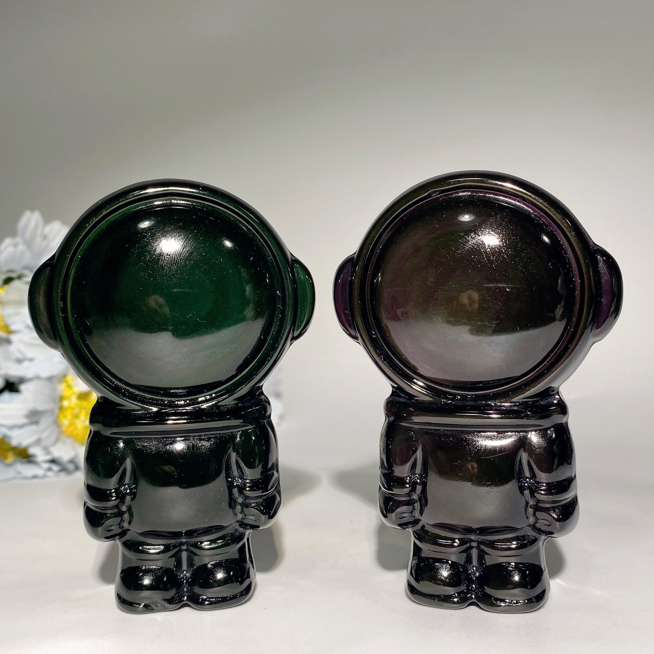 3.7" Rainbow Obsidian Spaceman Crystal Figurine for Healing