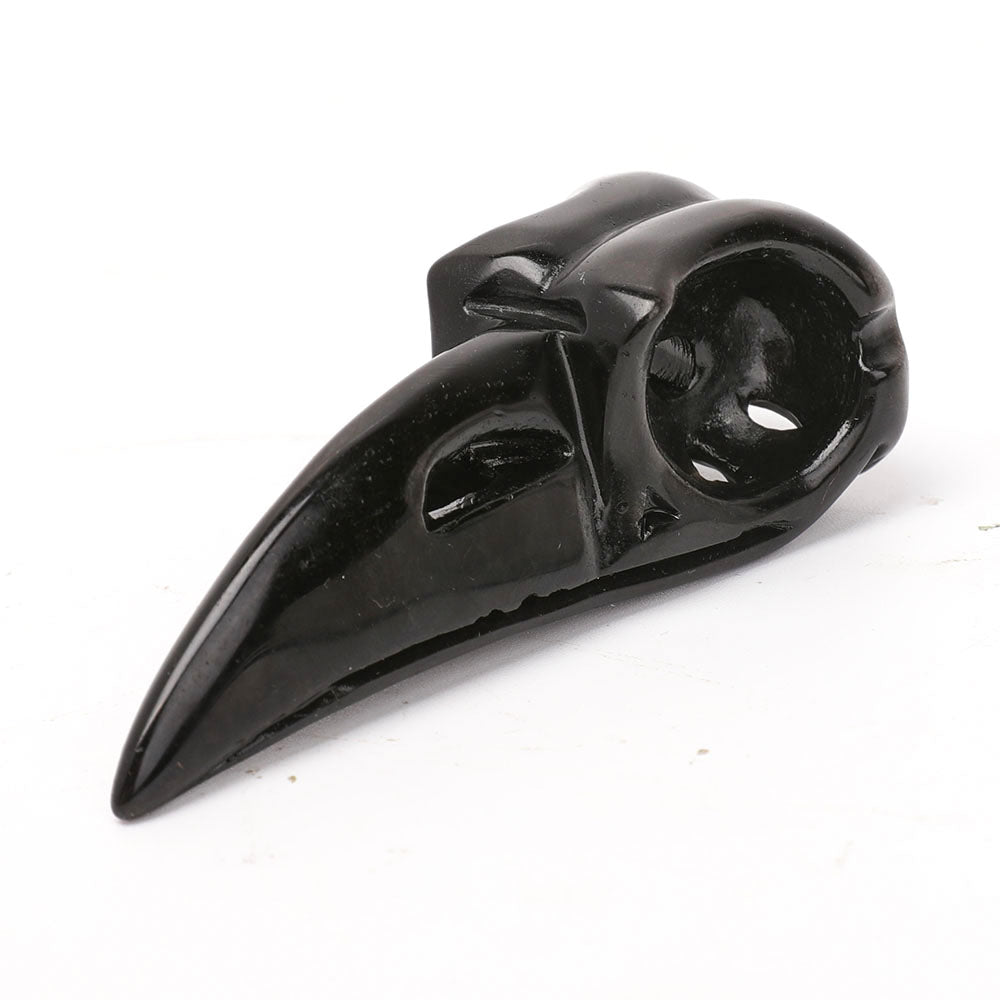 3.8" Aventurine & Black Obsidian Crow Skull Crystal Animals
