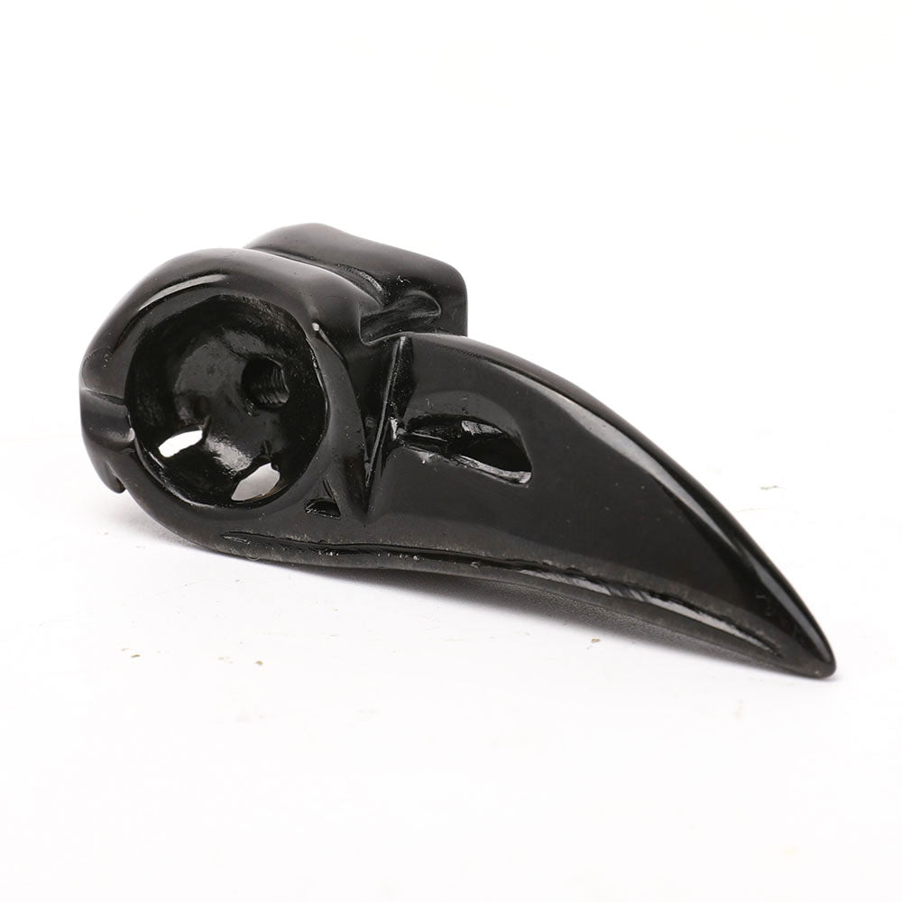 3.8" Aventurine & Black Obsidian Crow Skull Crystal Animals