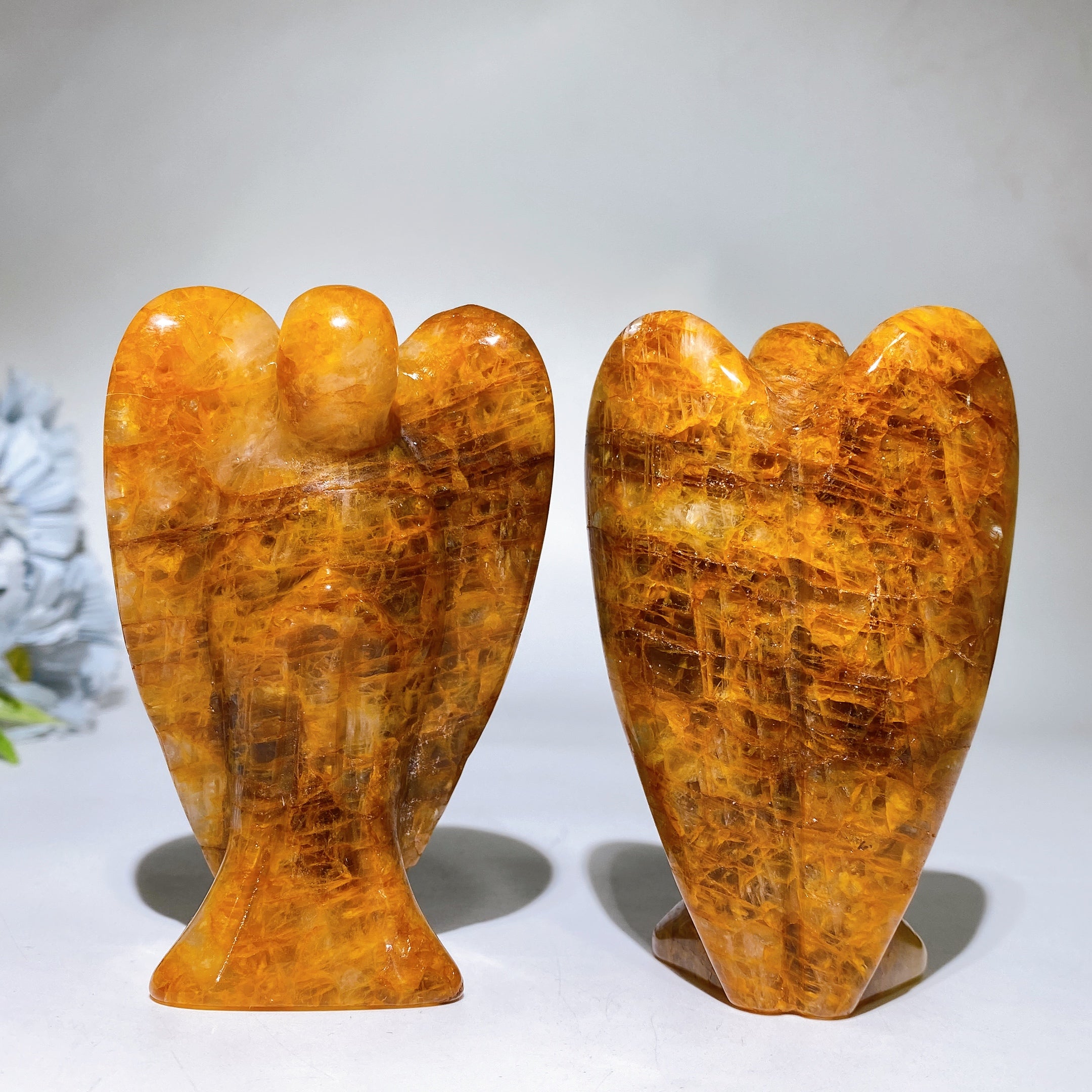3.8 Inch Golden Healer Crystal Angel Carving for Healing