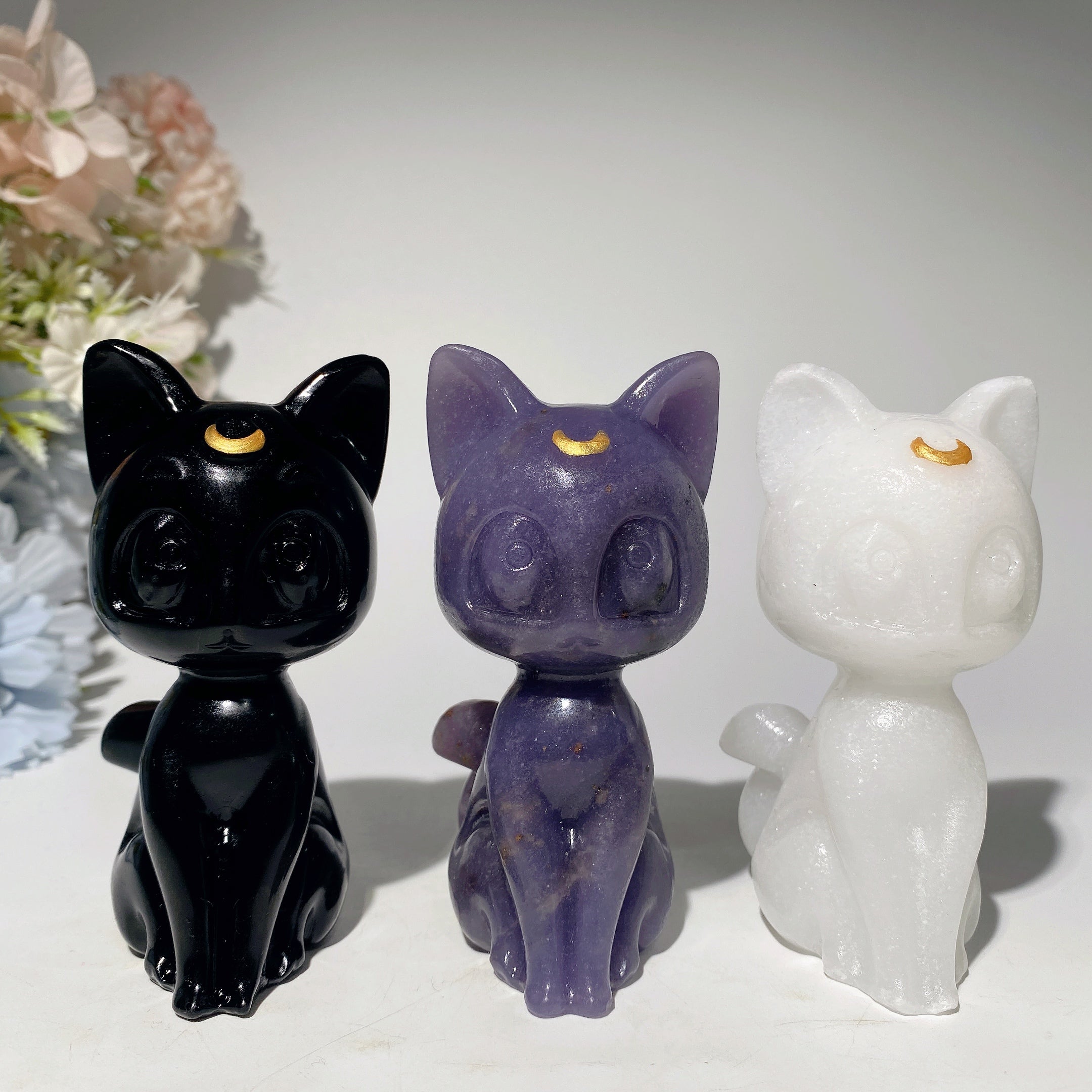 3.8 Inch Mixed Crystal Cat Carving for Healing Energy
