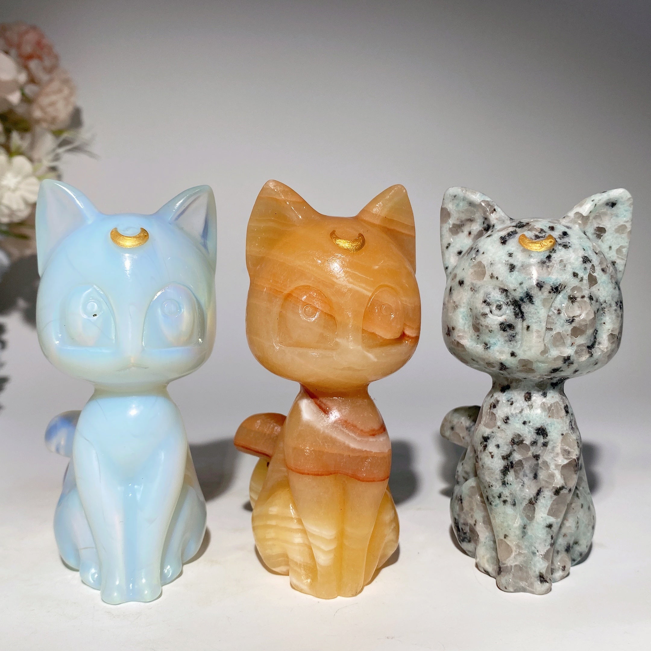 3.8 Inch Mixed Crystal Cat Carving for Healing Energy