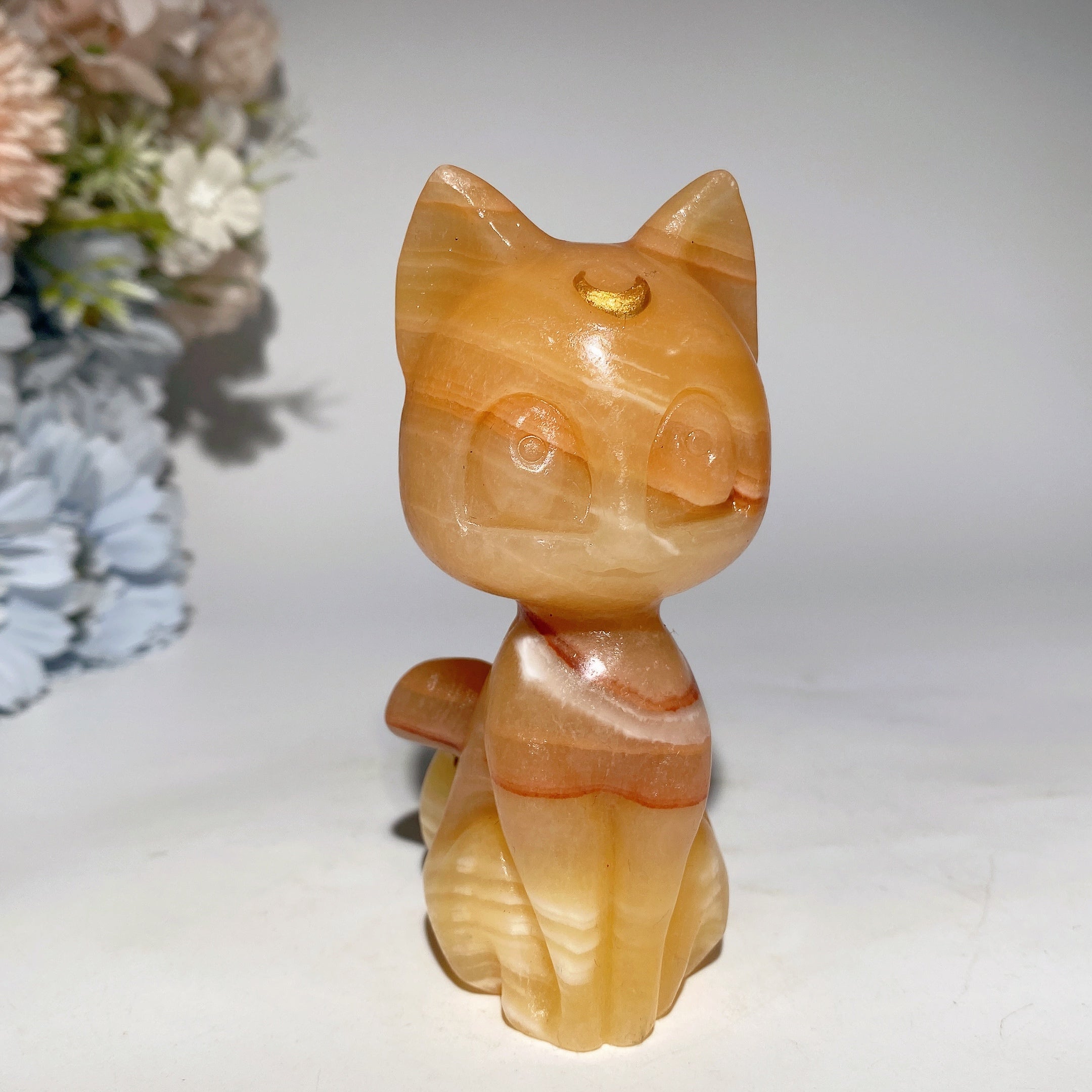 3.8 Inch Mixed Crystal Cat Carving for Healing Energy