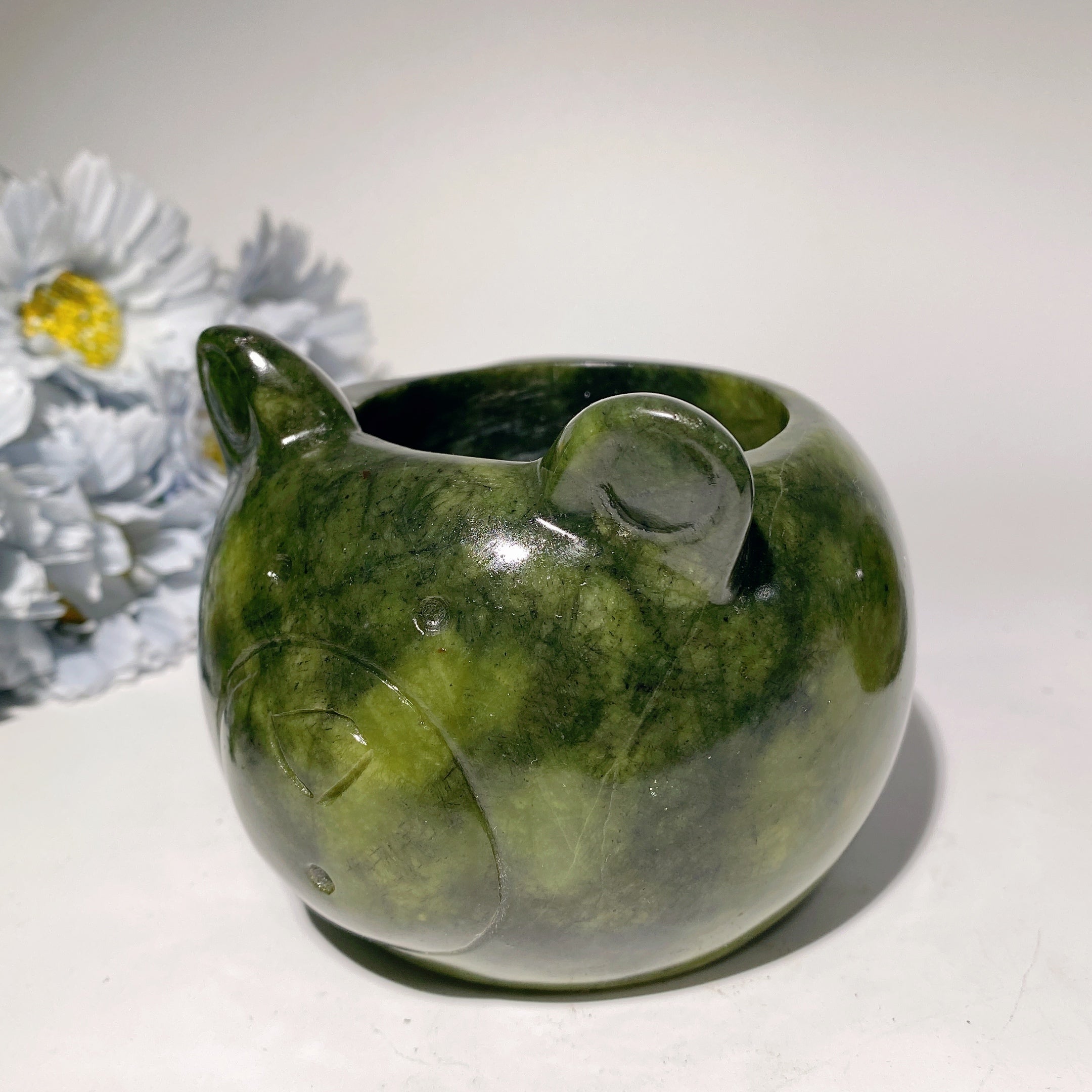 3.8 inch Serpentine Crystal Bear Figurine for Healing