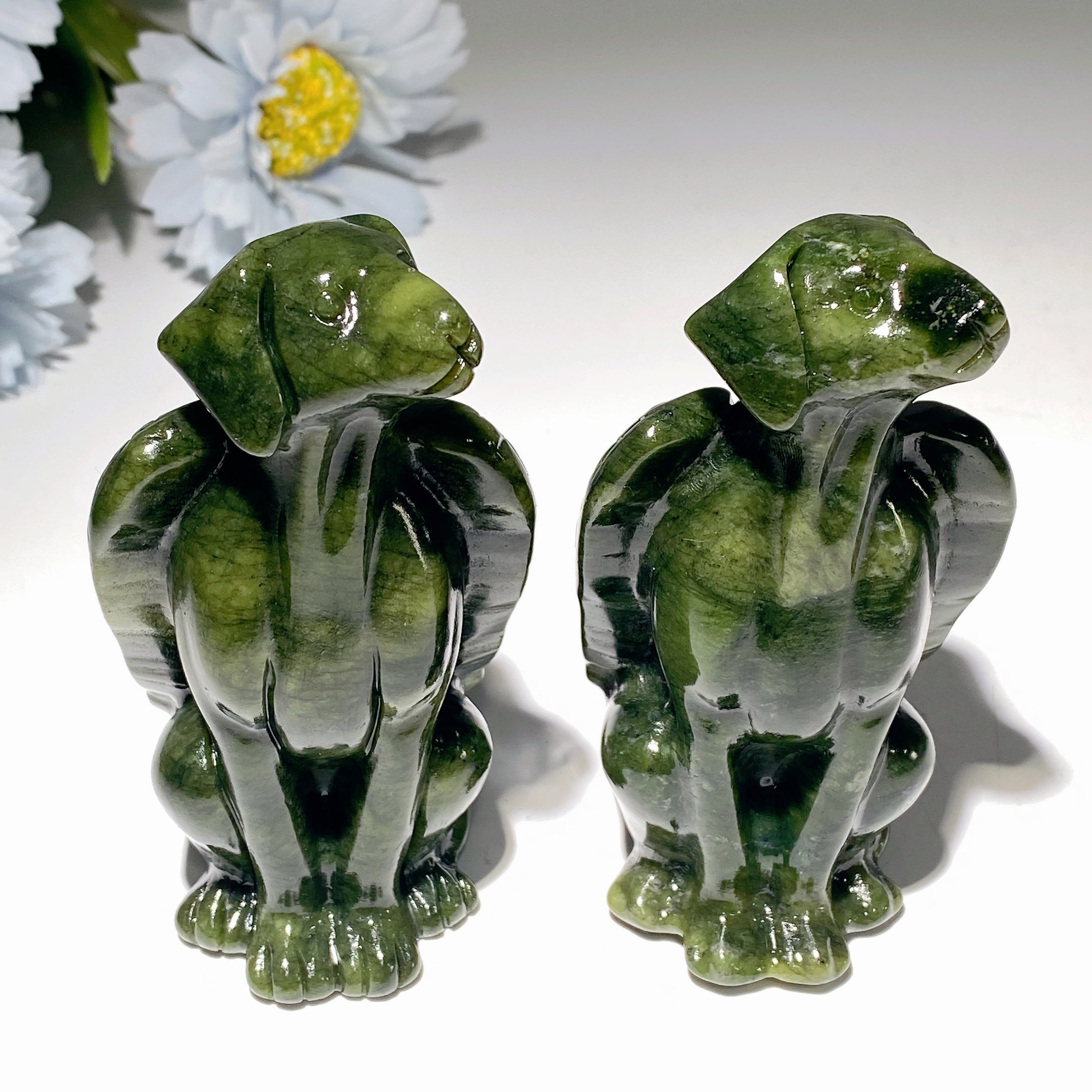 3.8 inch Serpentine Crystal Dog Figurine for Healing Energy