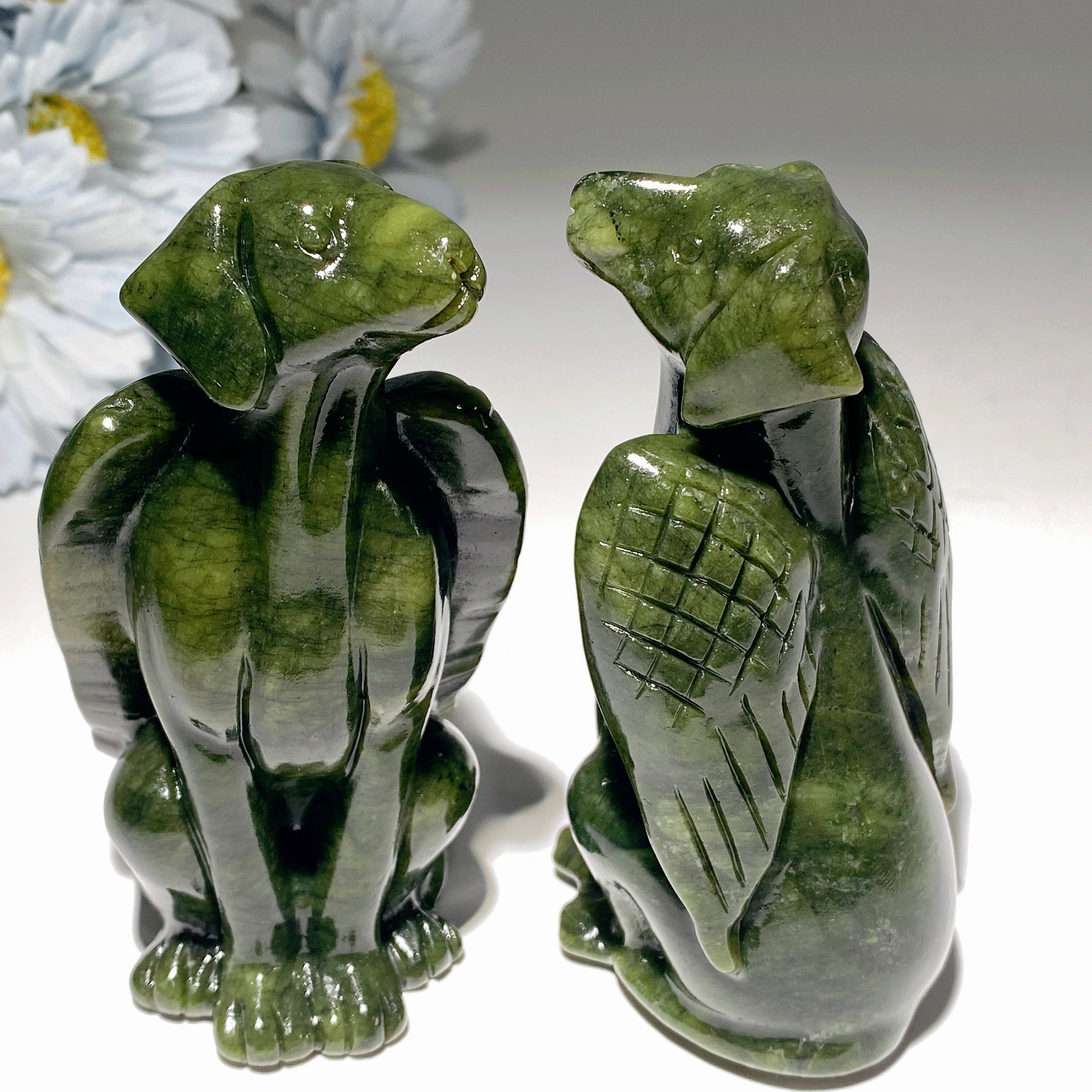 3.8 inch Serpentine Crystal Dog Figurine for Healing Energy