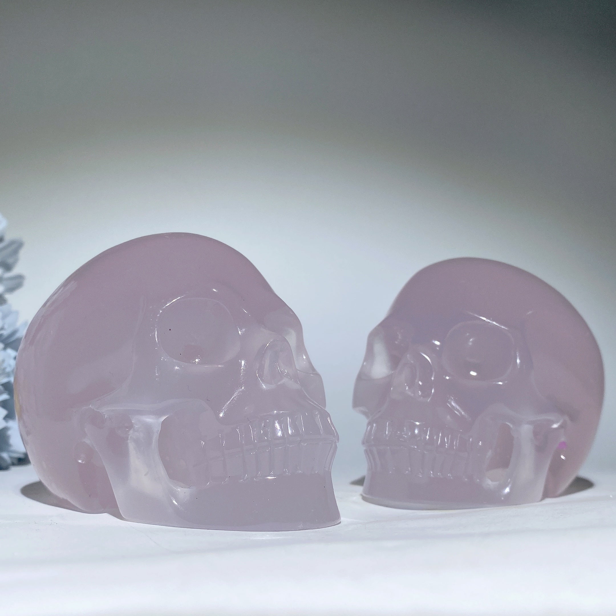 3.8 inch UV Reactive Resin Crystal Skull for Energetic Healing