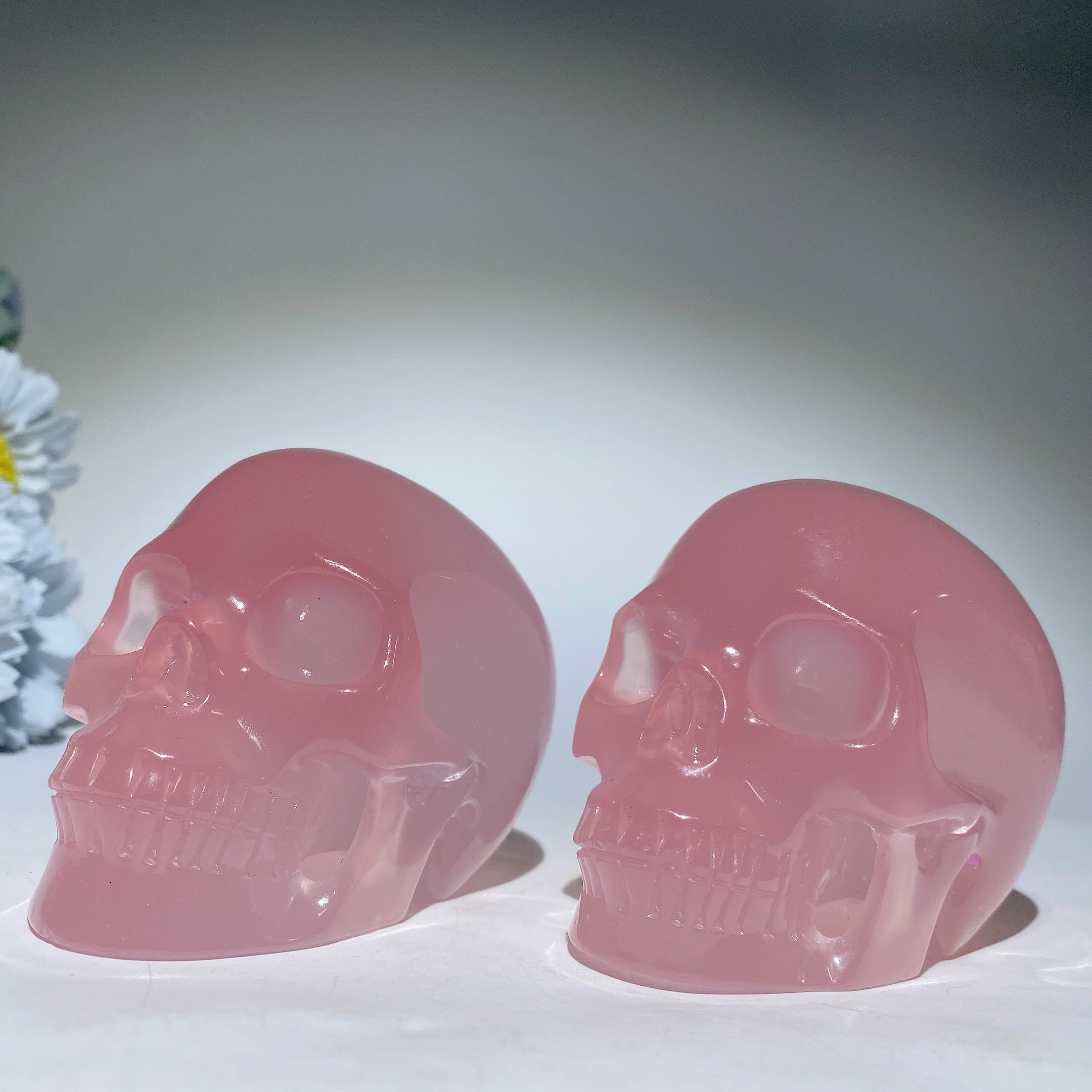 3.8 inch UV Reactive Resin Crystal Skull for Energetic Healing