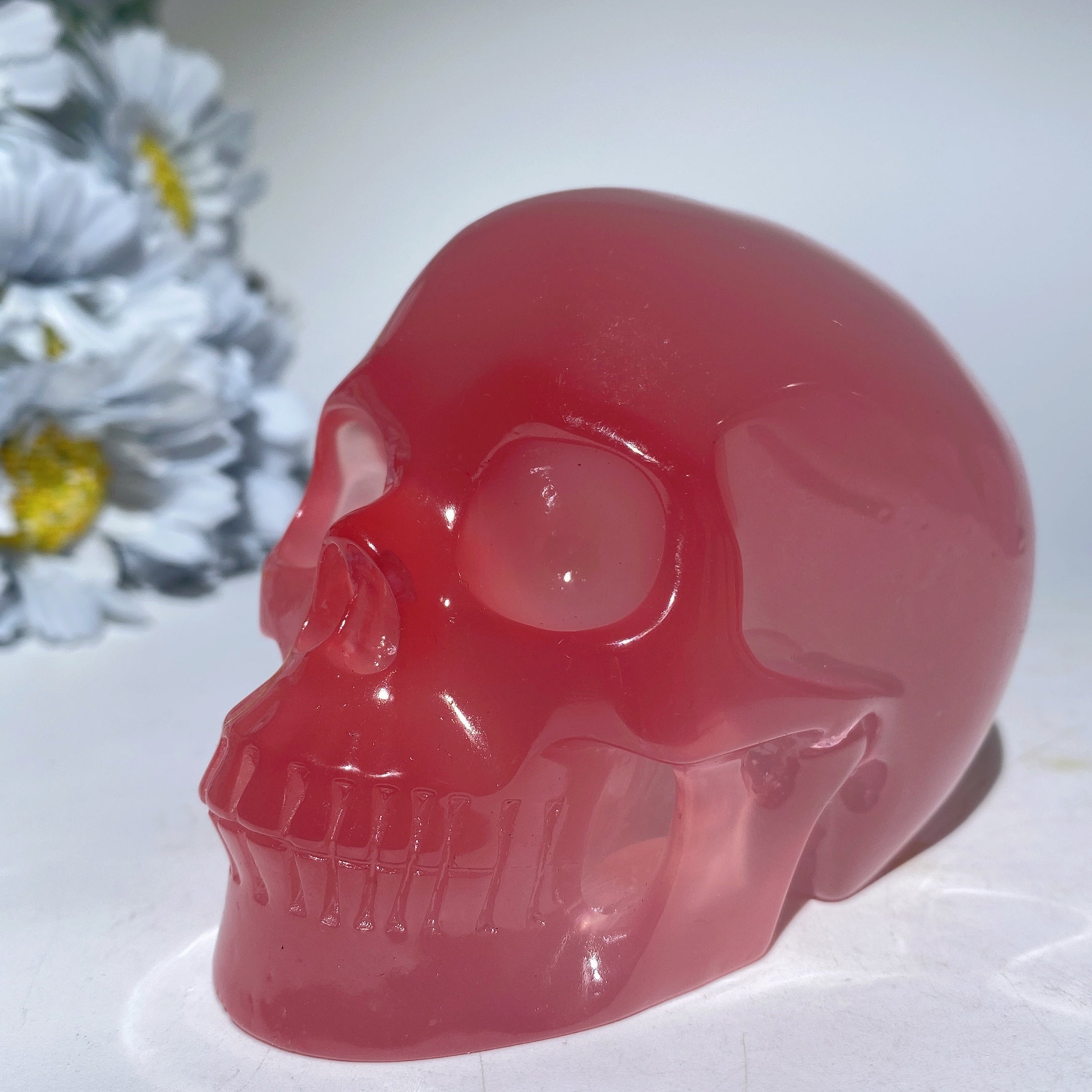 3.8 inch UV Reactive Resin Crystal Skull for Energetic Healing