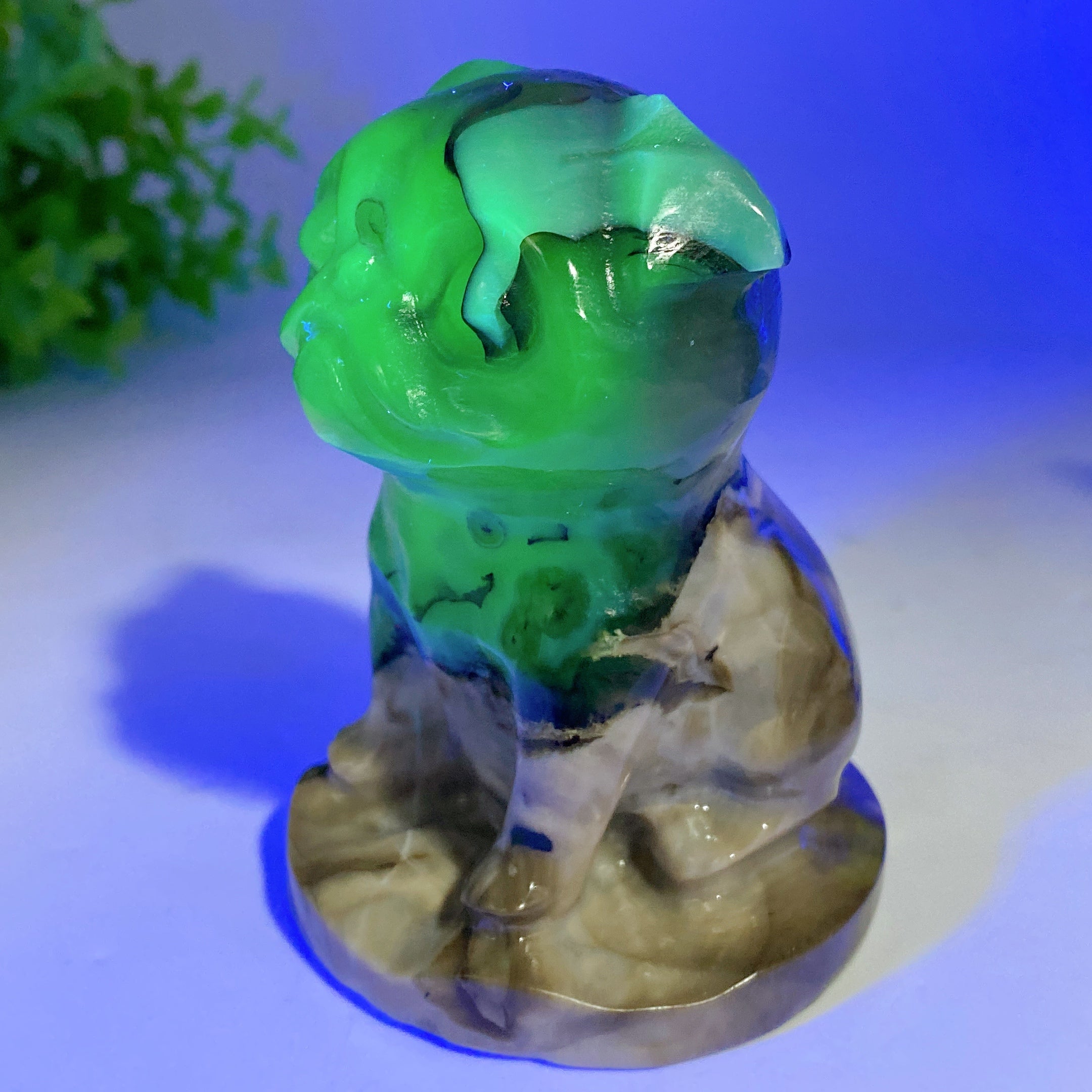 3.8 Inch Volcanic Agate Pug Dog Crystal Sculpture