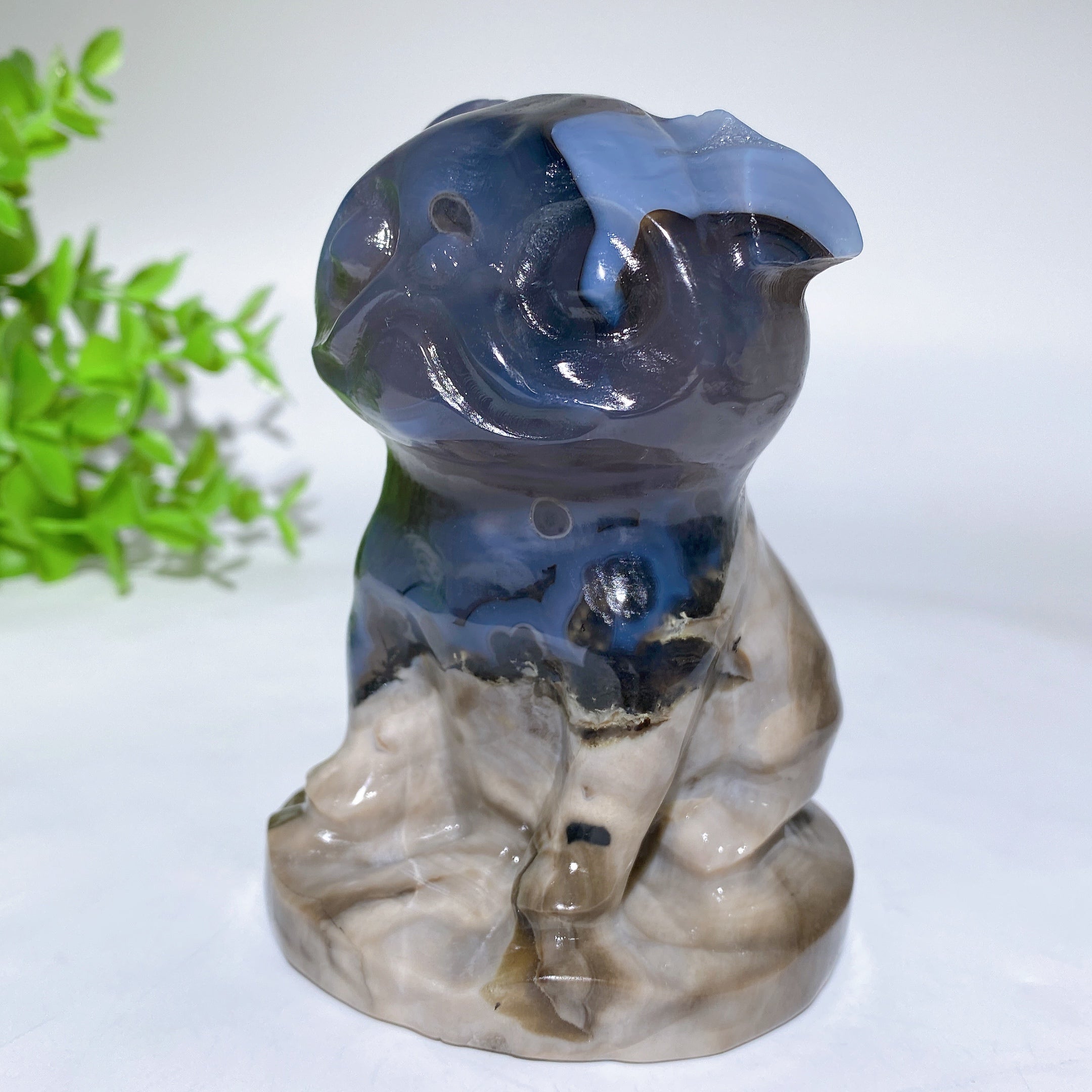 3.8 Inch Volcanic Agate Pug Dog Crystal Sculpture