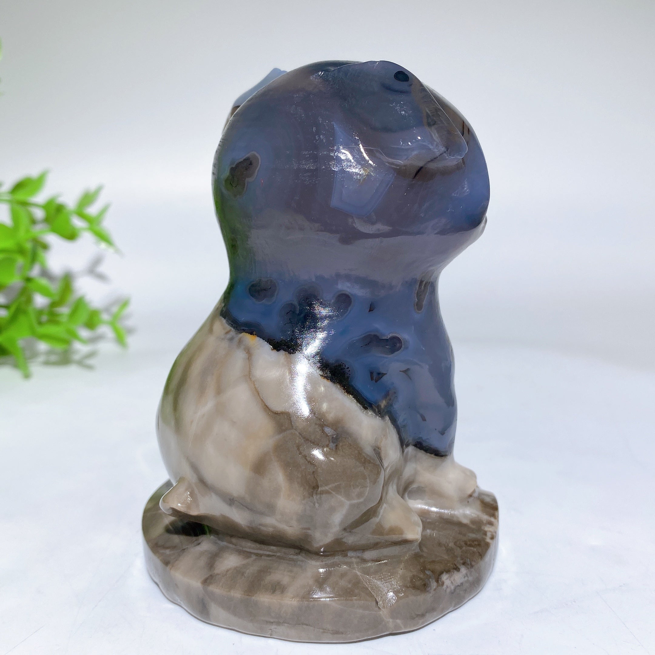 3.8 Inch Volcanic Agate Pug Dog Crystal Sculpture