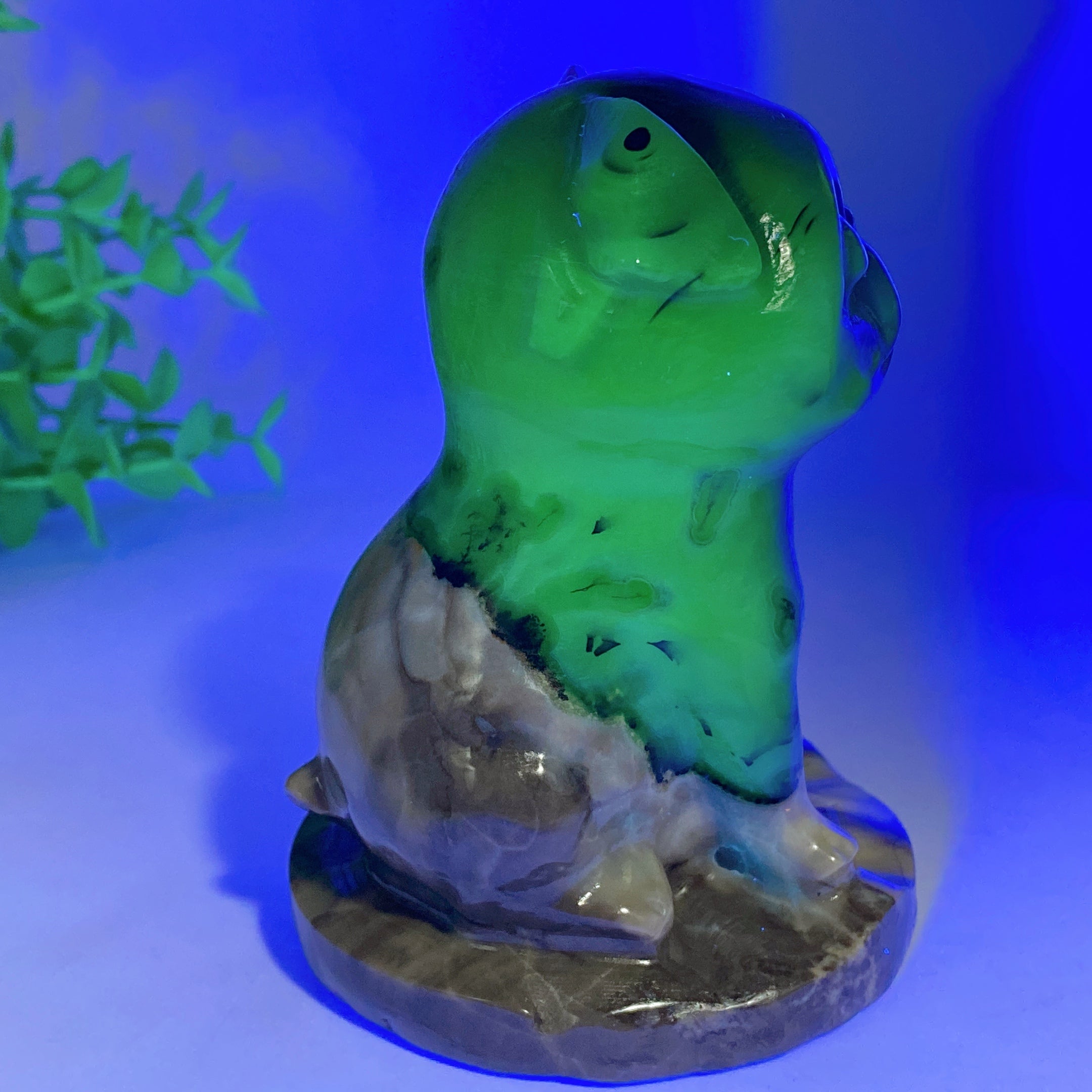 3.8 Inch Volcanic Agate Pug Dog Crystal Sculpture