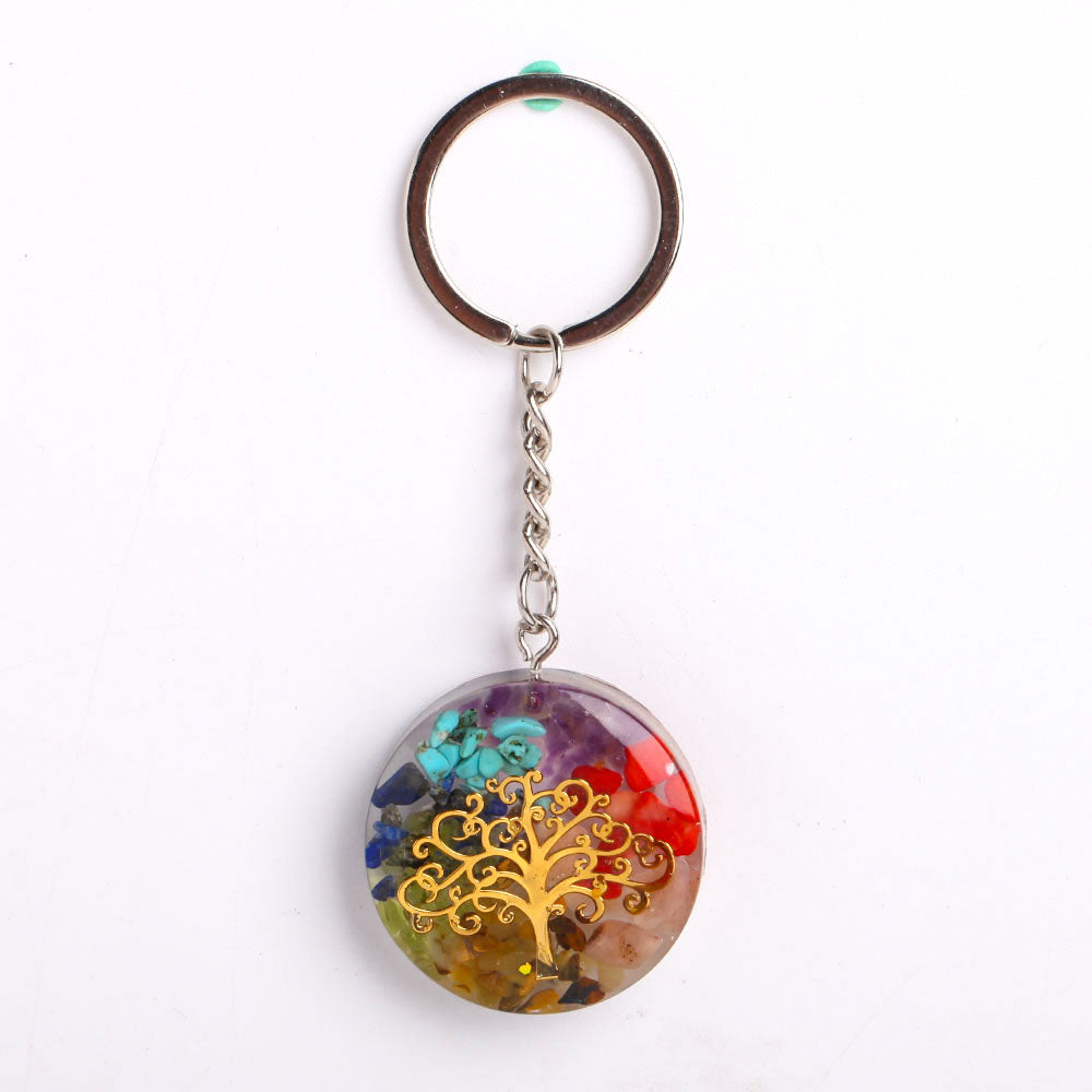 3.8" Resin Infused 7 Chakra Crystal Keychain Decor