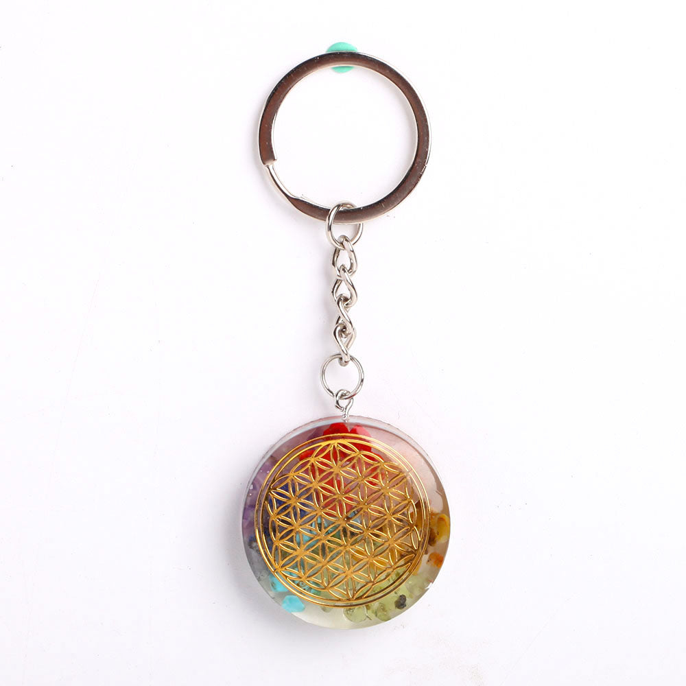 3.8" Resin Infused 7 Chakra Crystal Keychain Decor