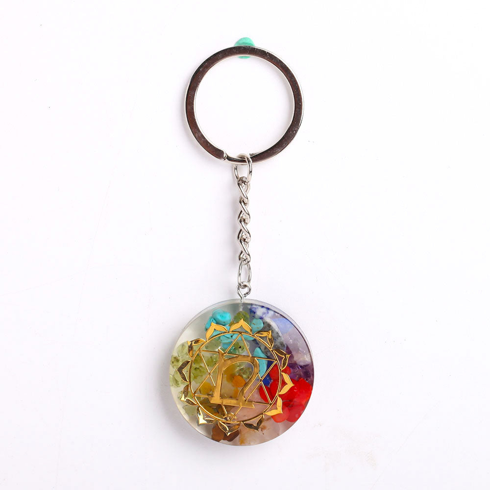 3.8" Resin Infused 7 Chakra Crystal Keychain Decor