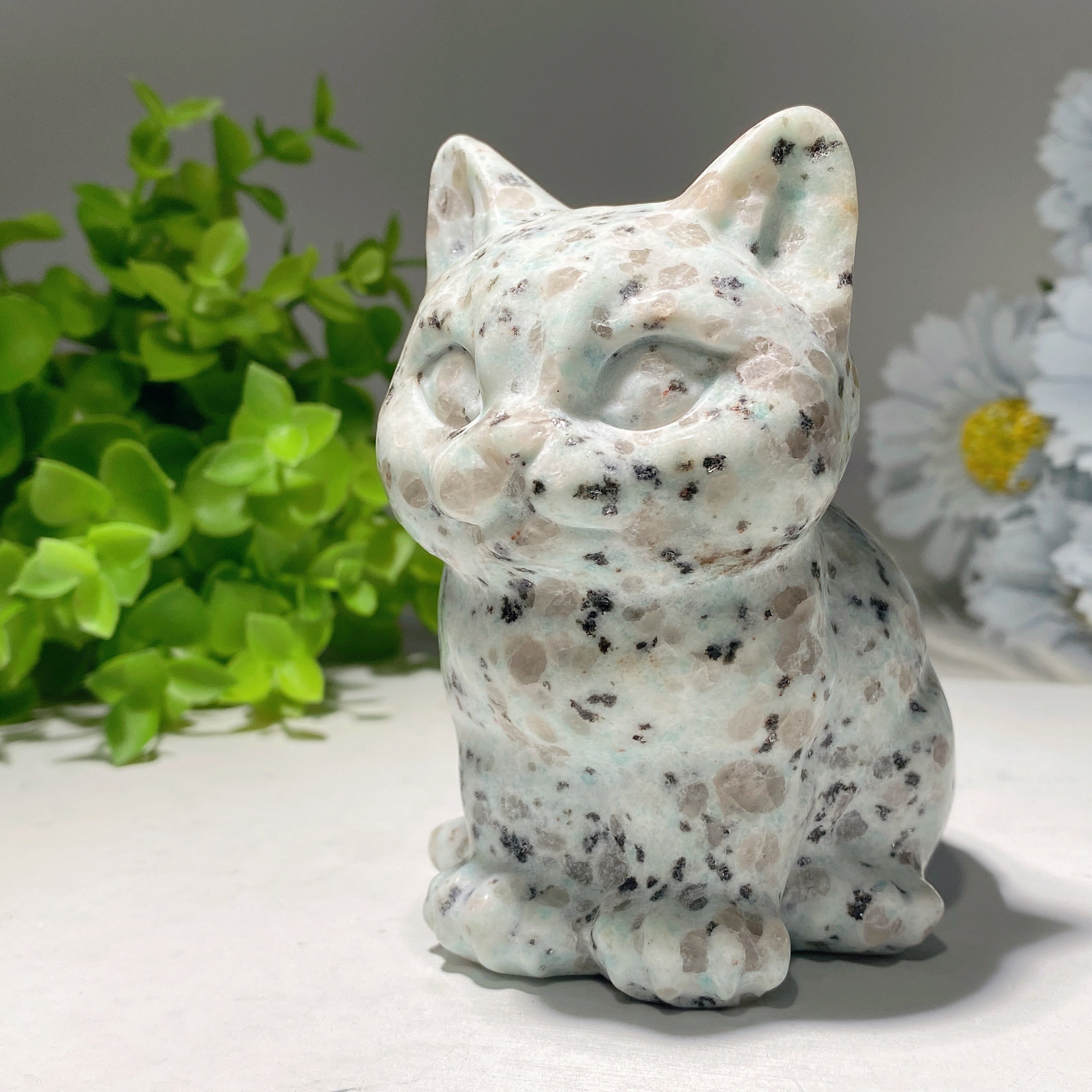 3.9" Crystal Cat Figurine | Mixed Gemstone Healing Carving