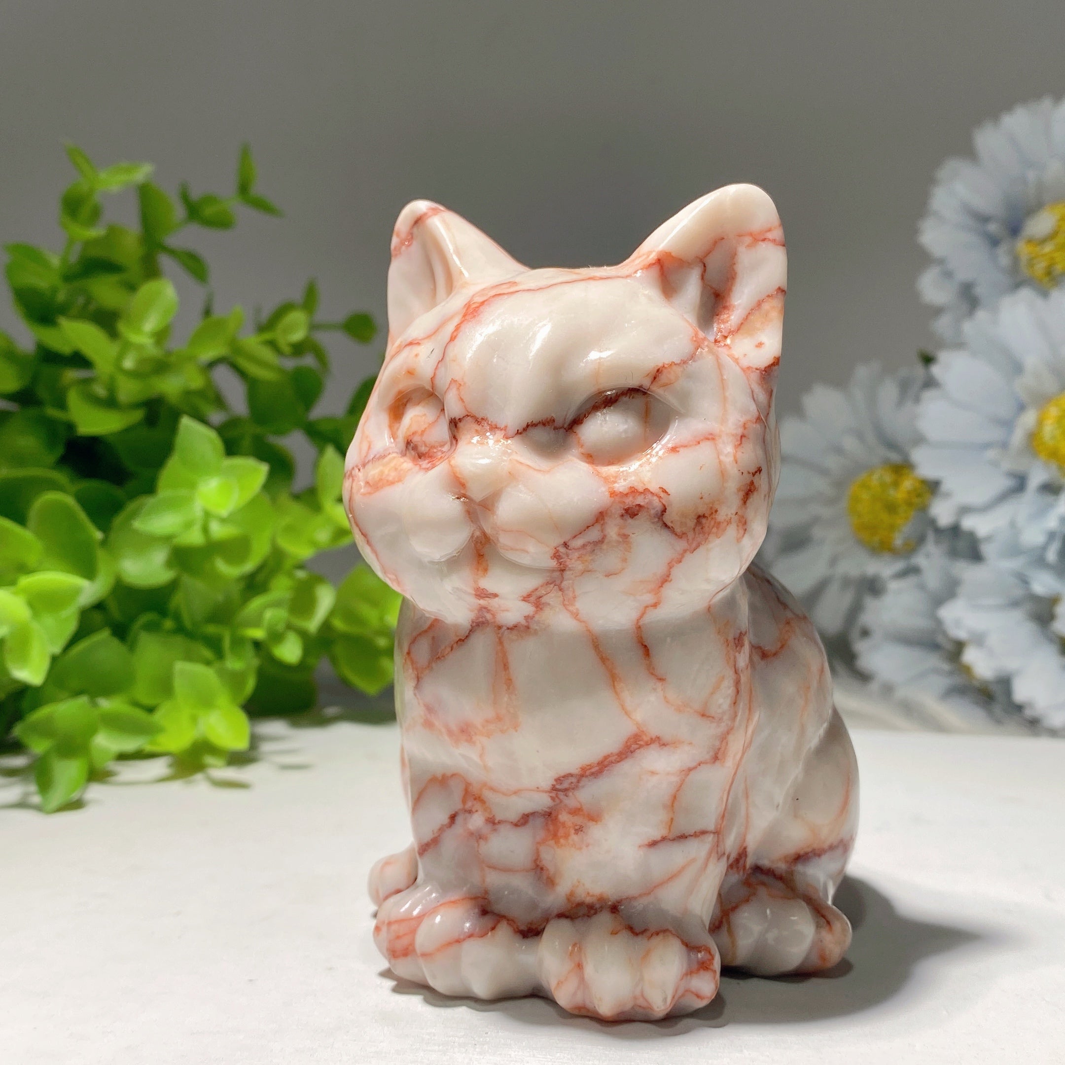3.9" Crystal Cat Figurine | Mixed Gemstone Healing Carving