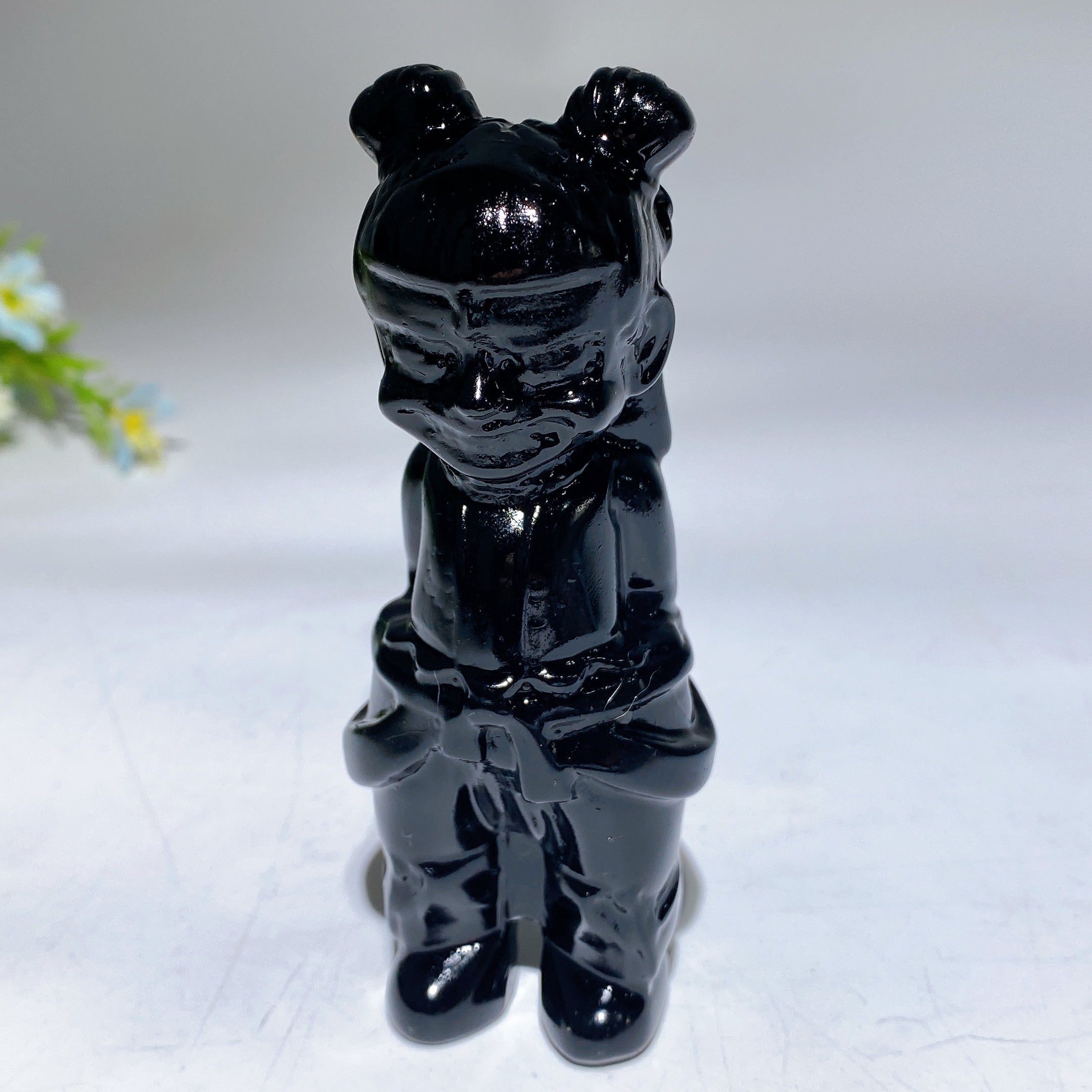 3.9-inch Crystal Nezha Carving Figurine Healing Sculpture