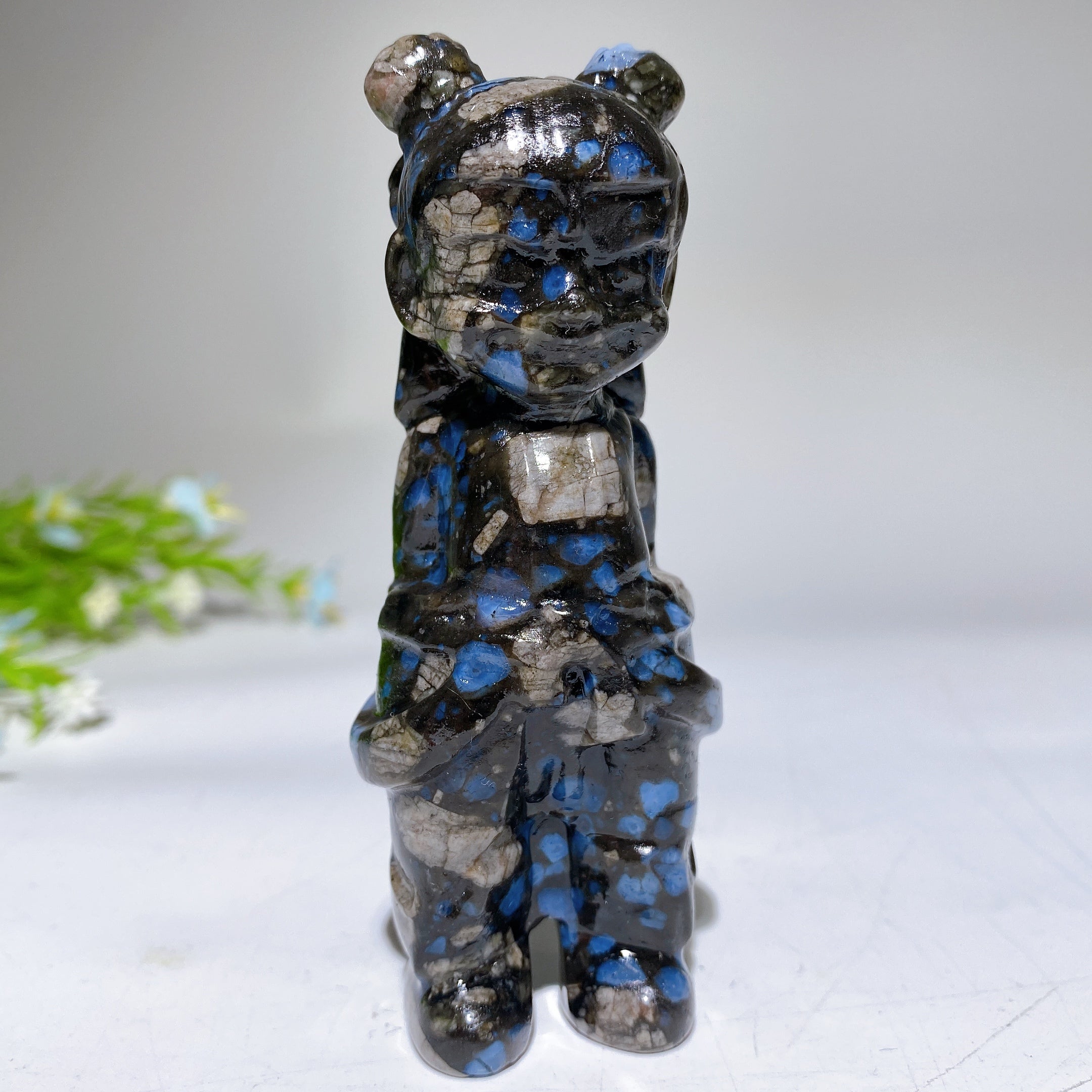 3.9-inch Crystal Nezha Carving Figurine Healing Sculpture