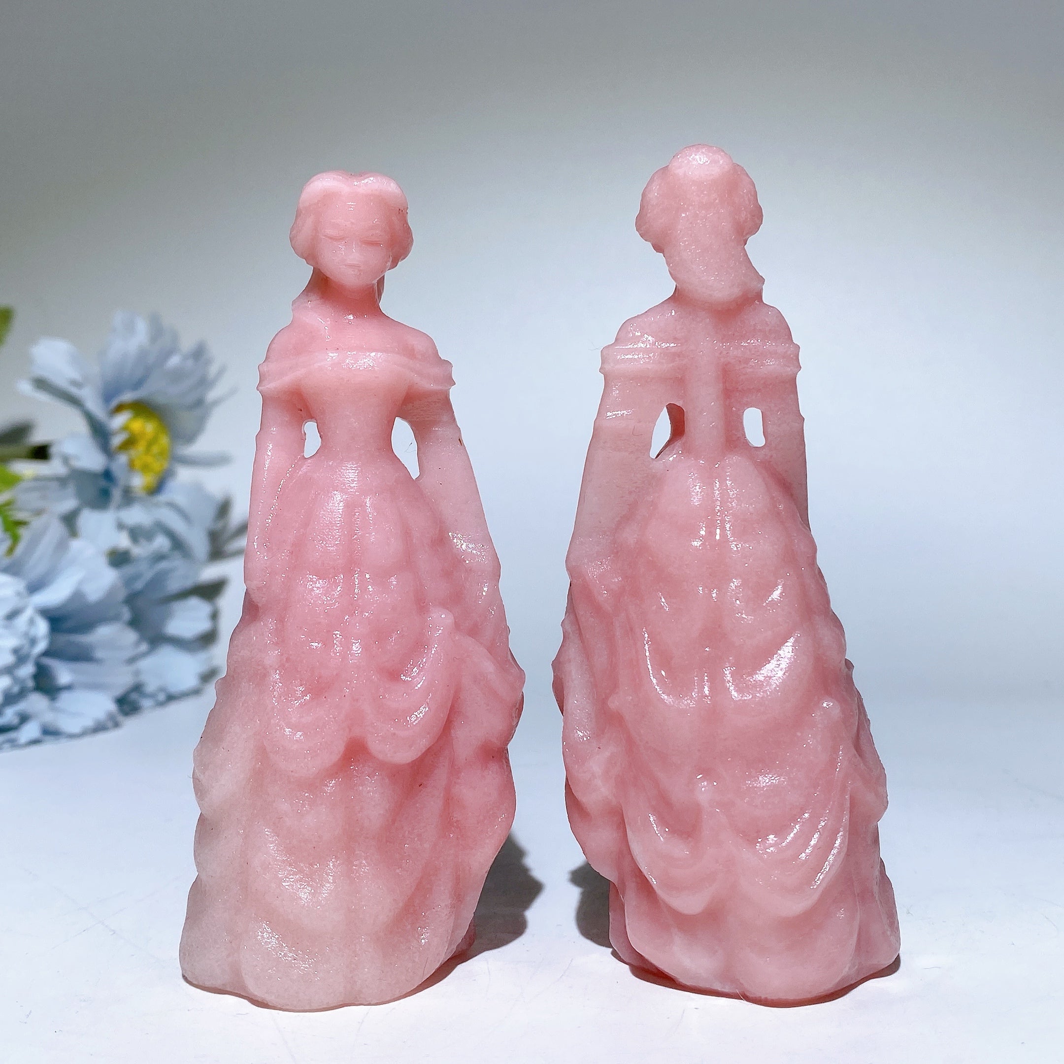 3.9 Inch Pink Opal Crystal Princess Figurine for Healing