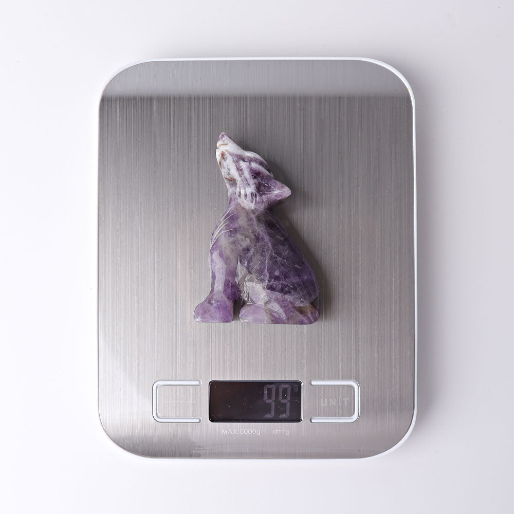 3-inch Amethyst Dream Wolf Crystal Carving