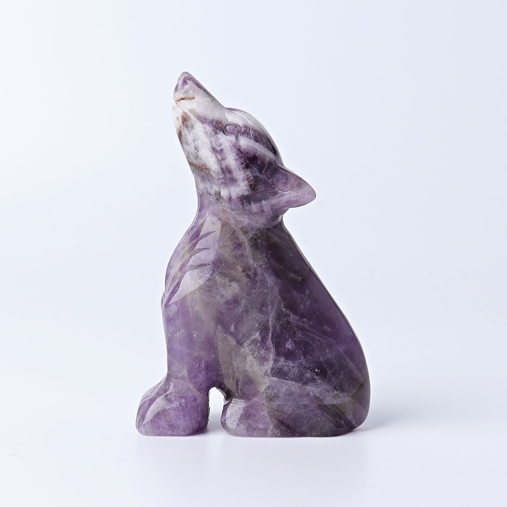 3-inch Amethyst Dream Wolf Crystal Carving