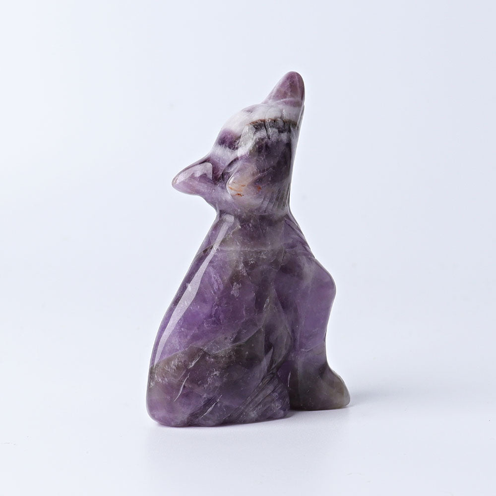 3-inch Amethyst Dream Wolf Crystal Carving